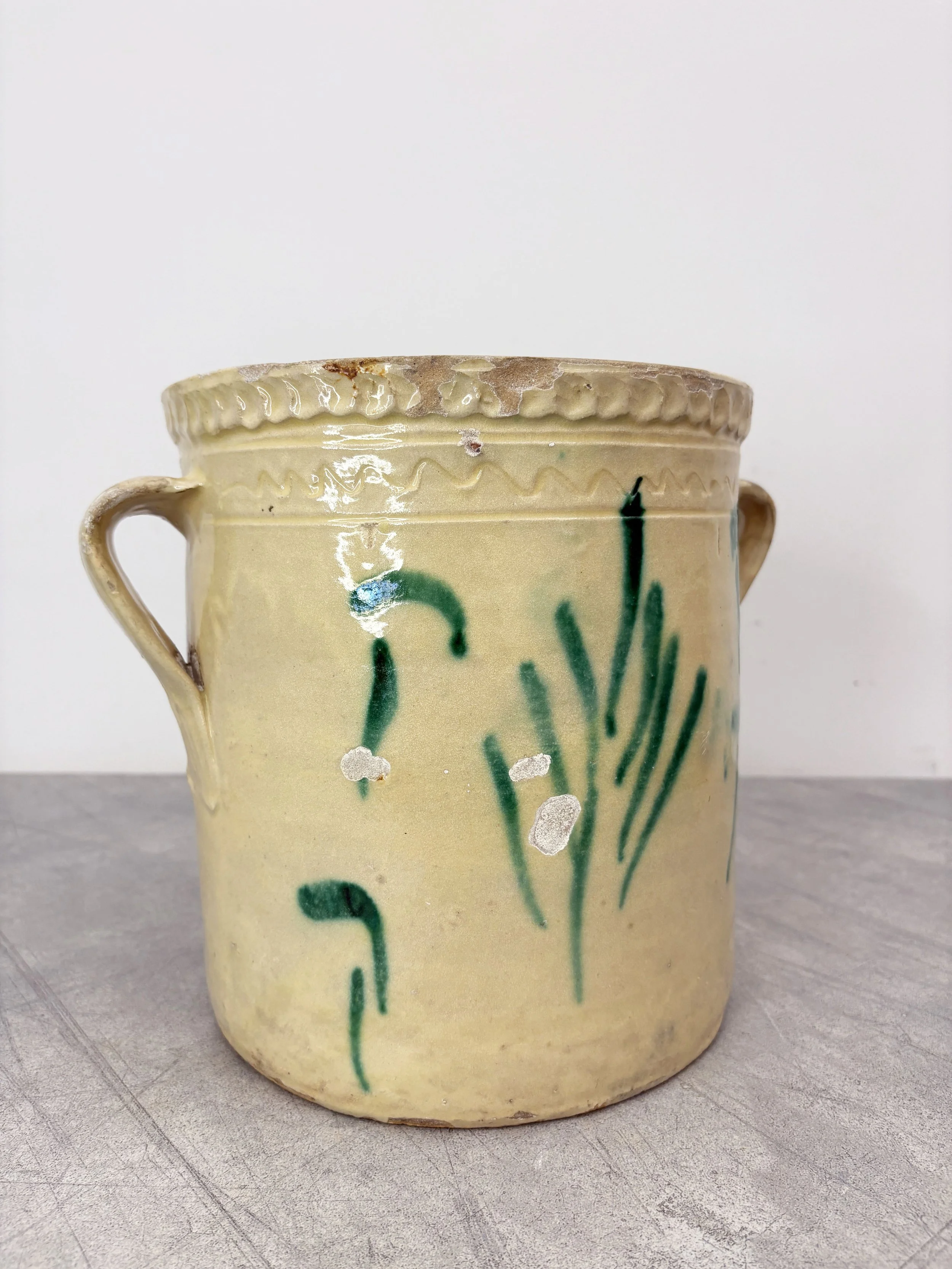 antique hand painted tree pof life pot
