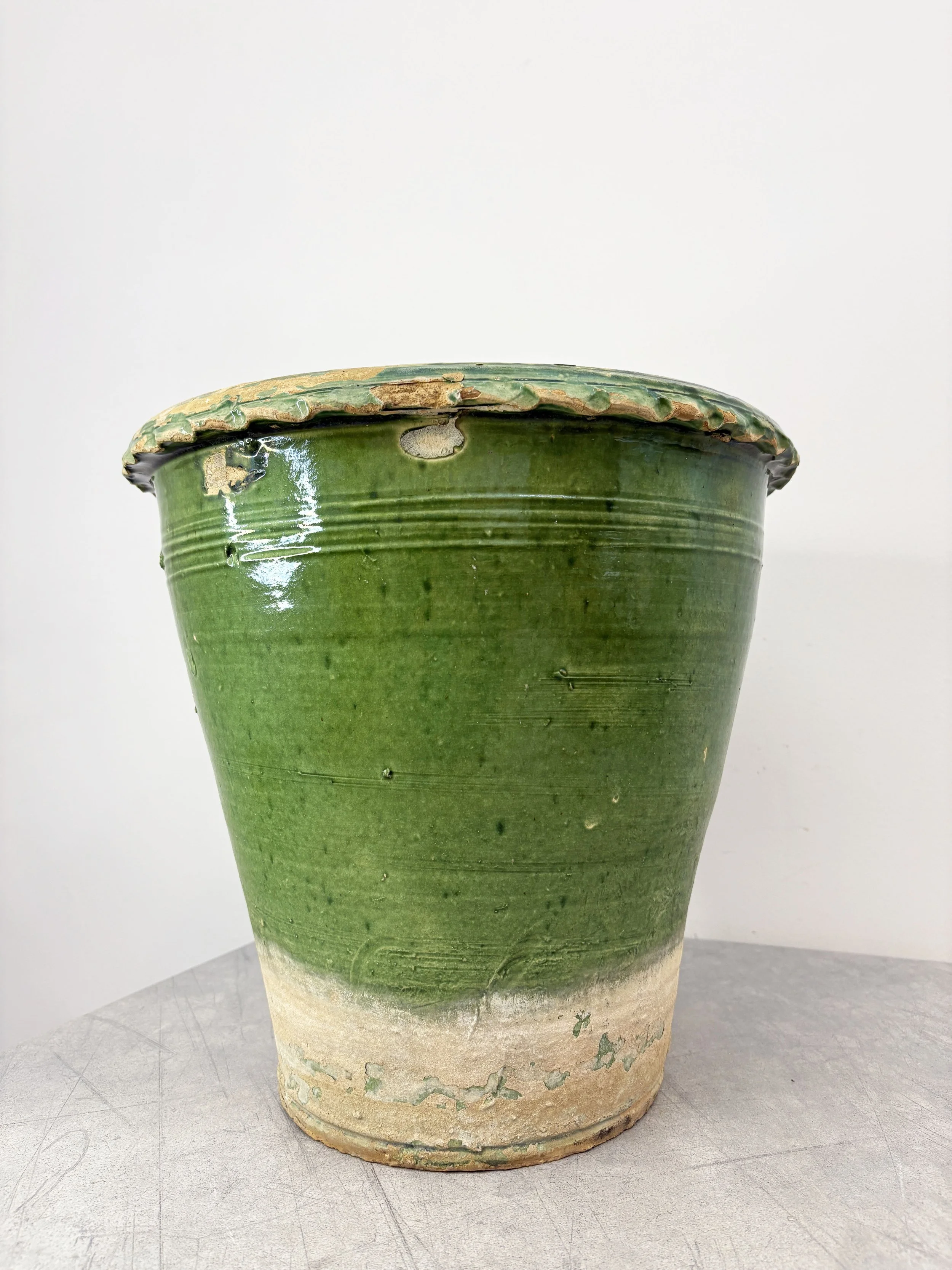 antique green ceramic plant pot Puglia