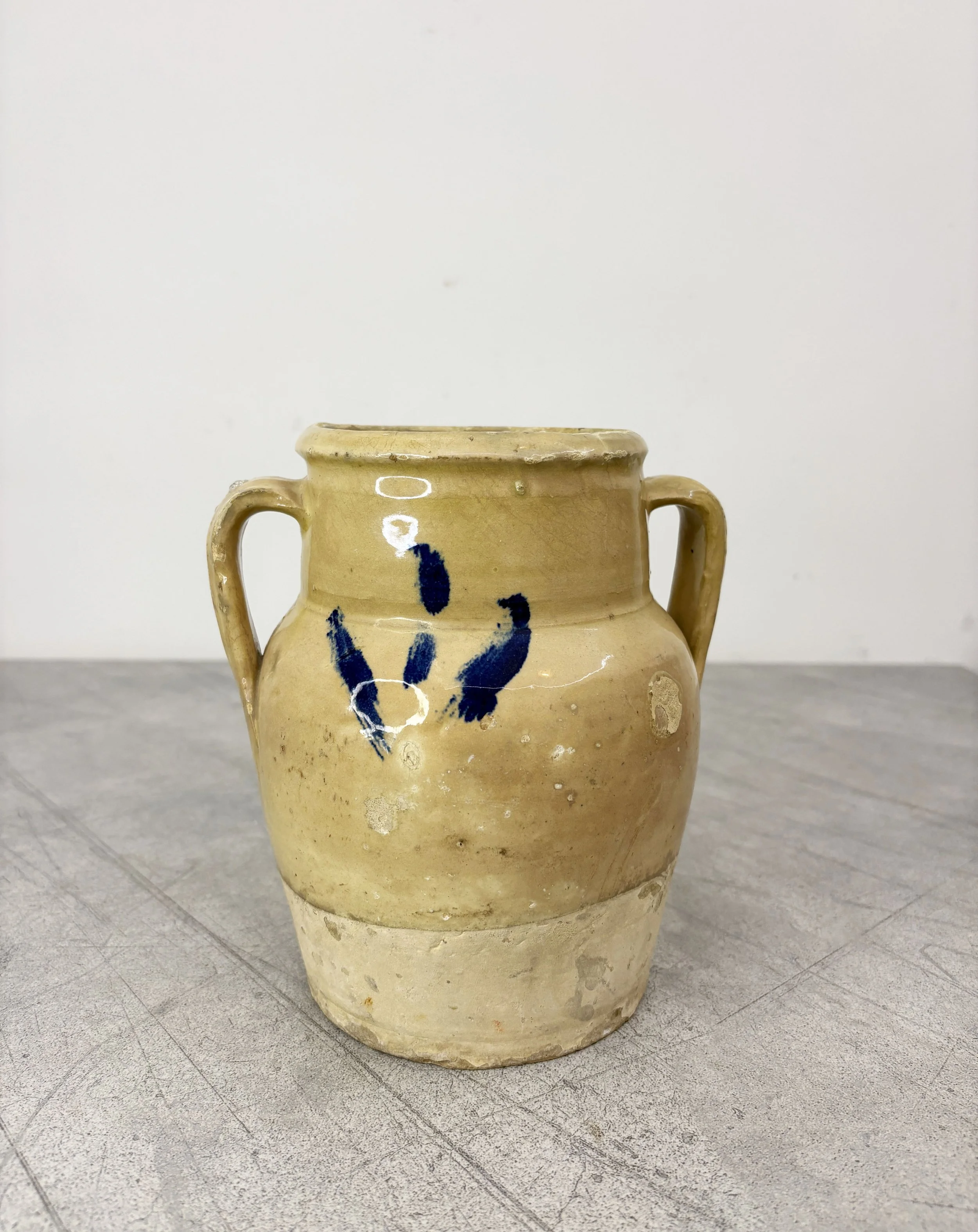 hand painted blue tree of life ceramic confit pot