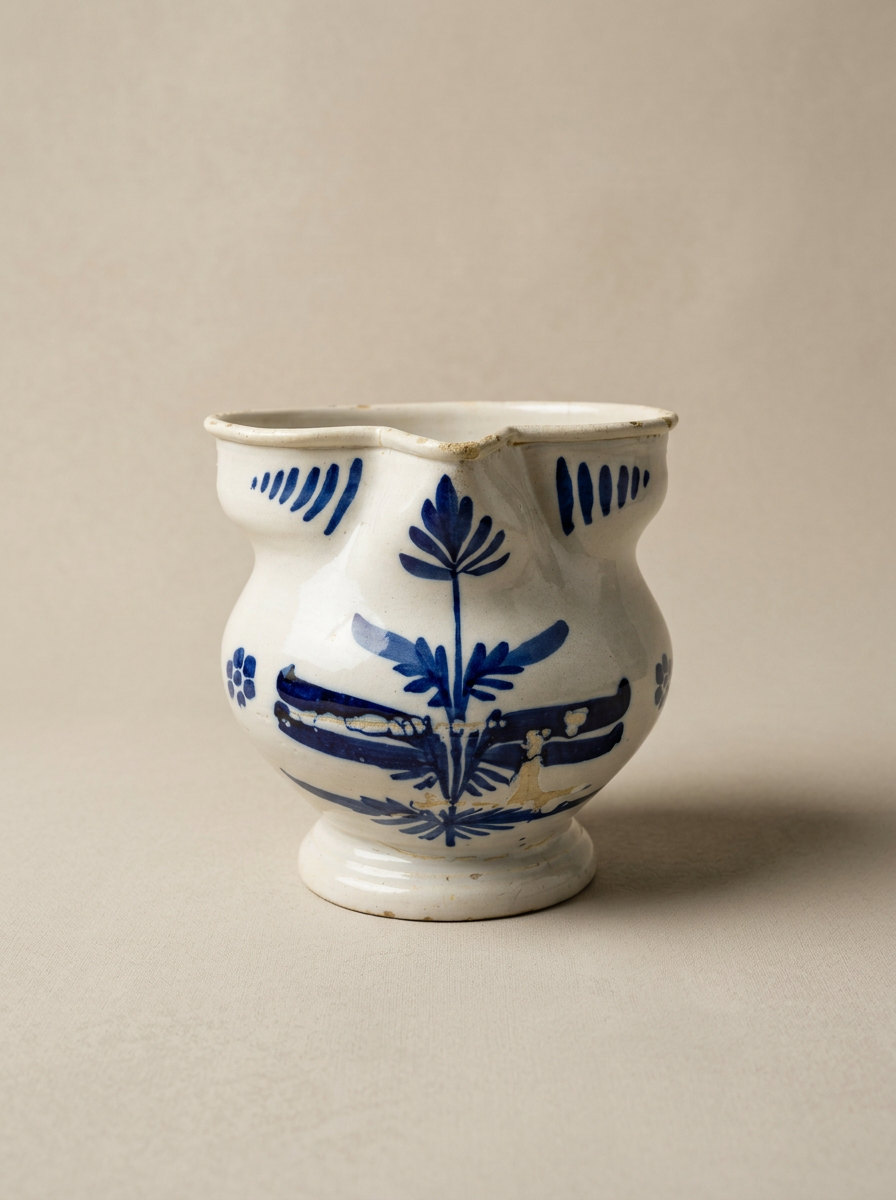 antique Faenza ceramic hand painted pitcher