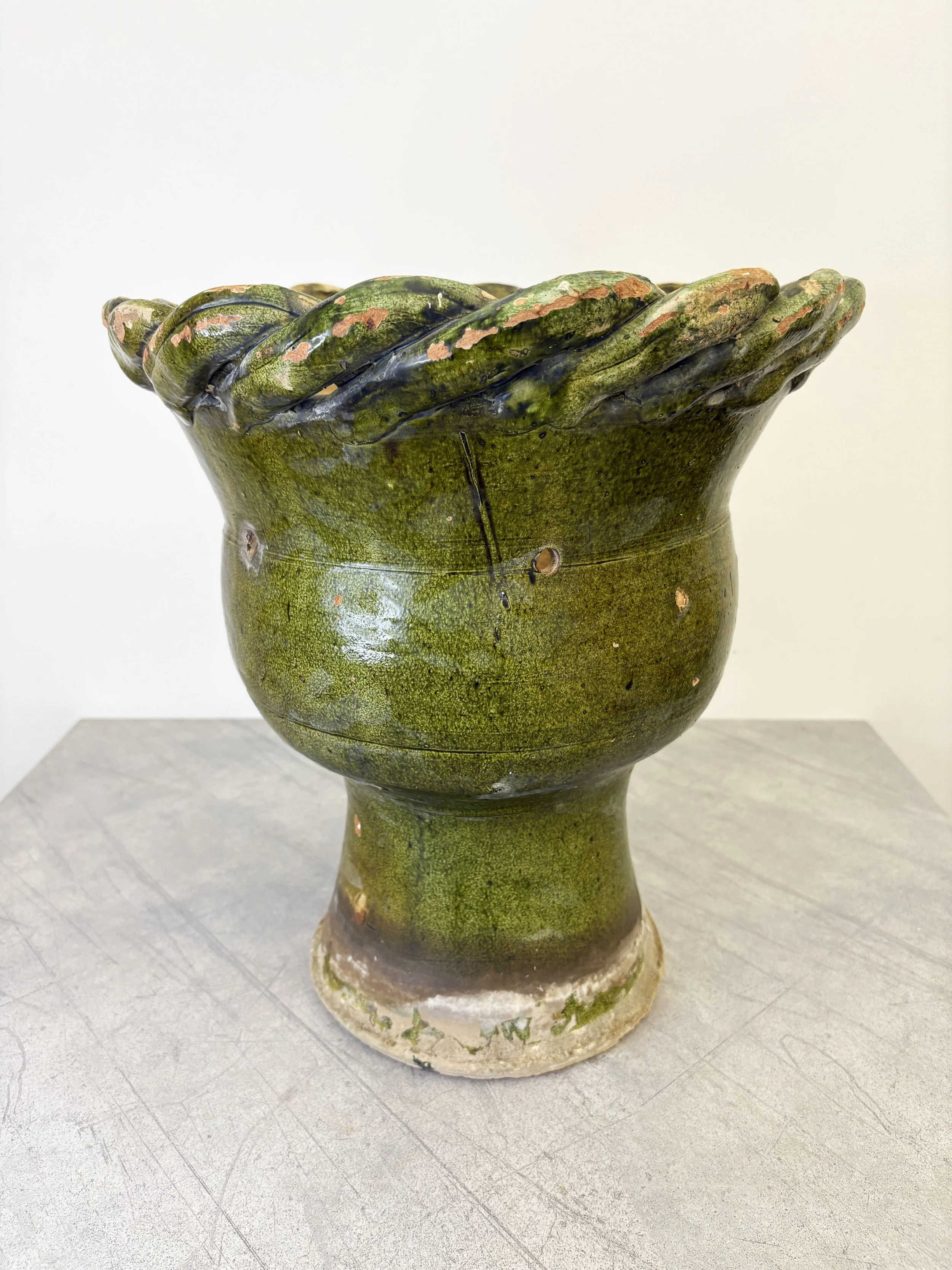 Italian antique ceramic plant pot