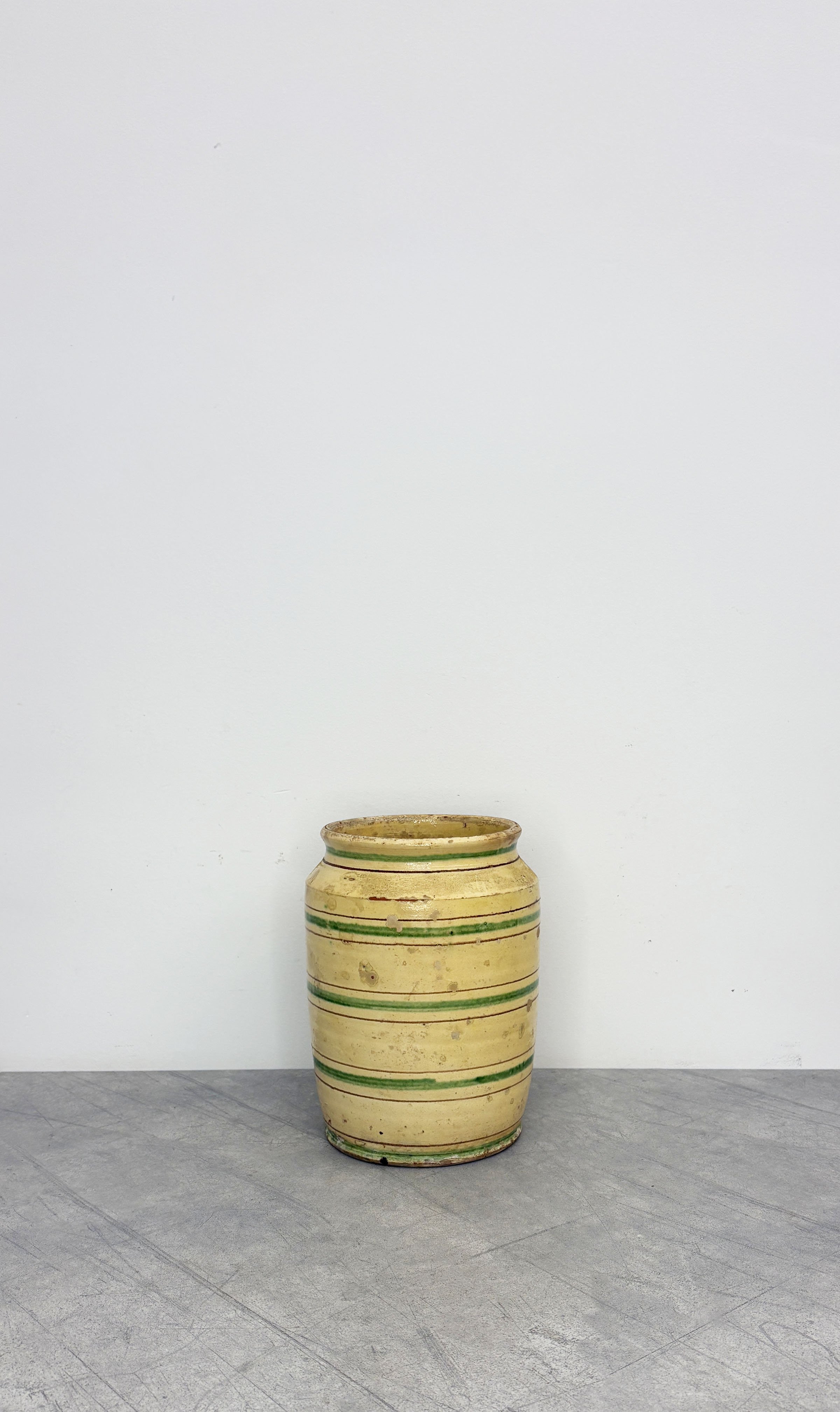 Antique Rustic Green Stripe Vase