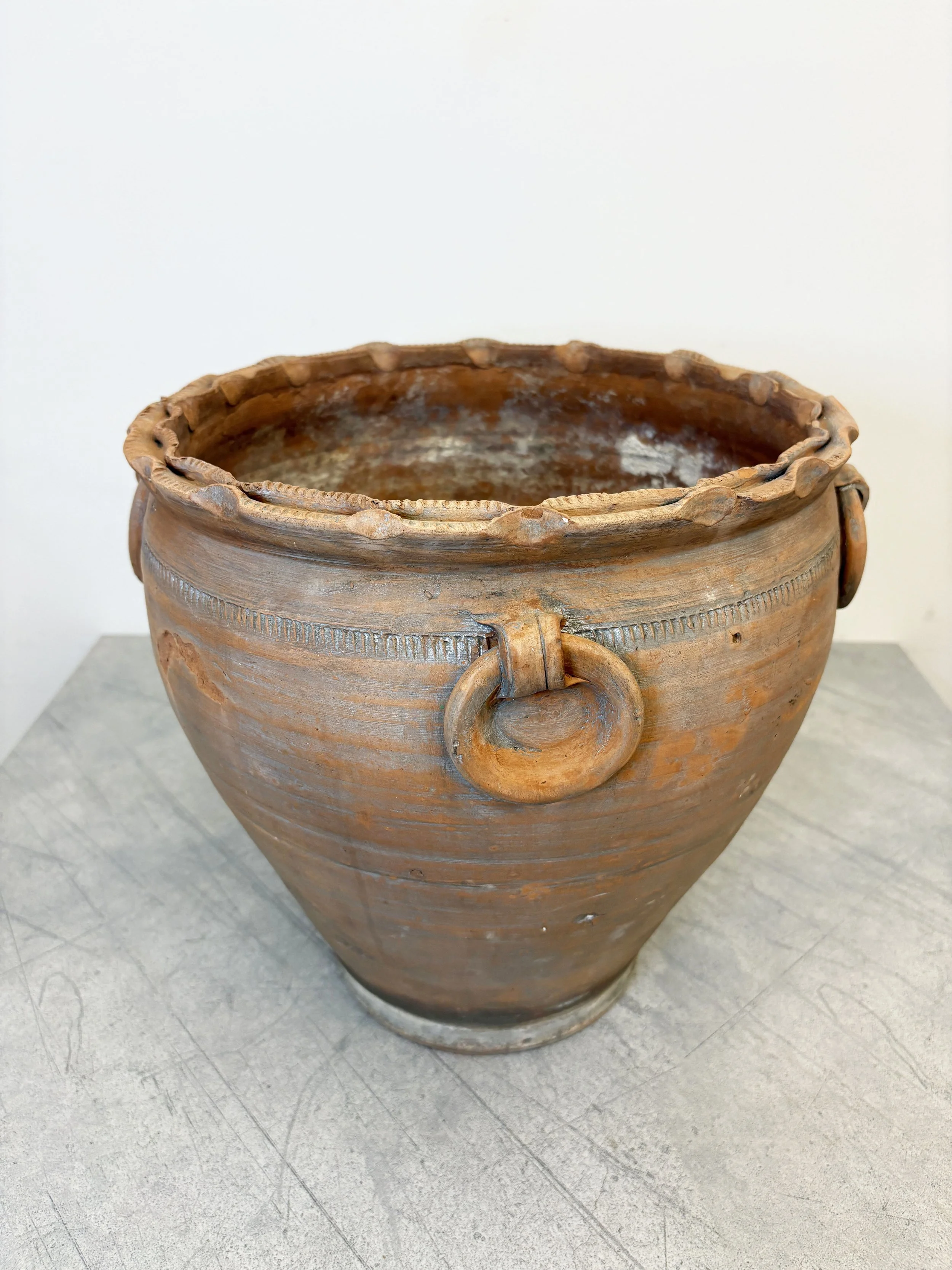 antique terracotta plant pot Puglia.