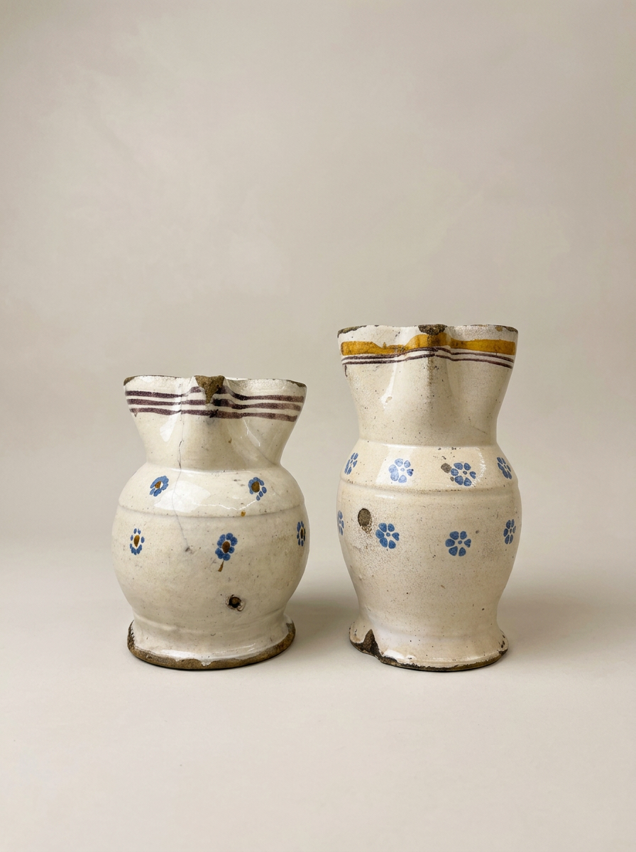 2 antique ceramic pitchers southern Italy