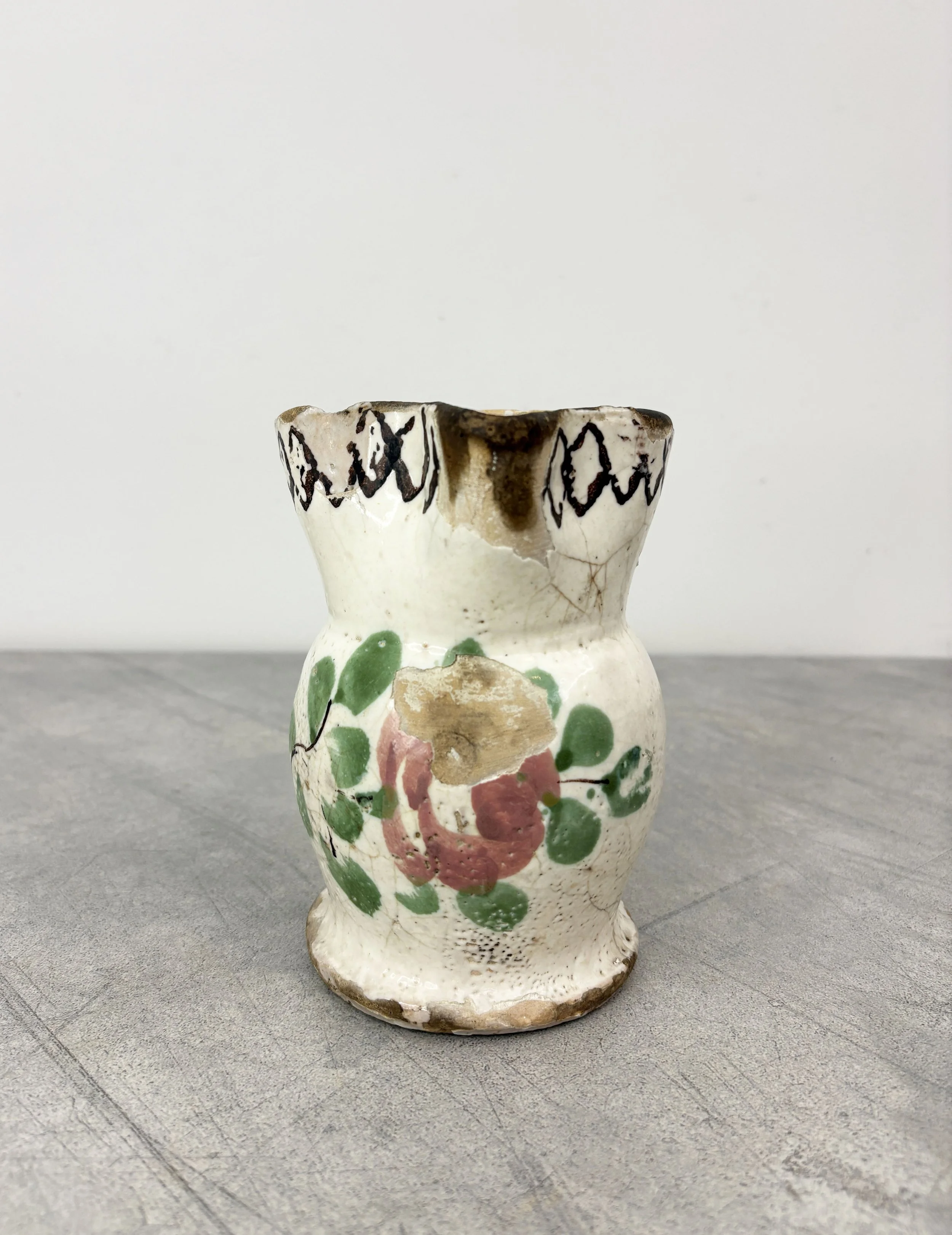 antique hand painted  floral jug