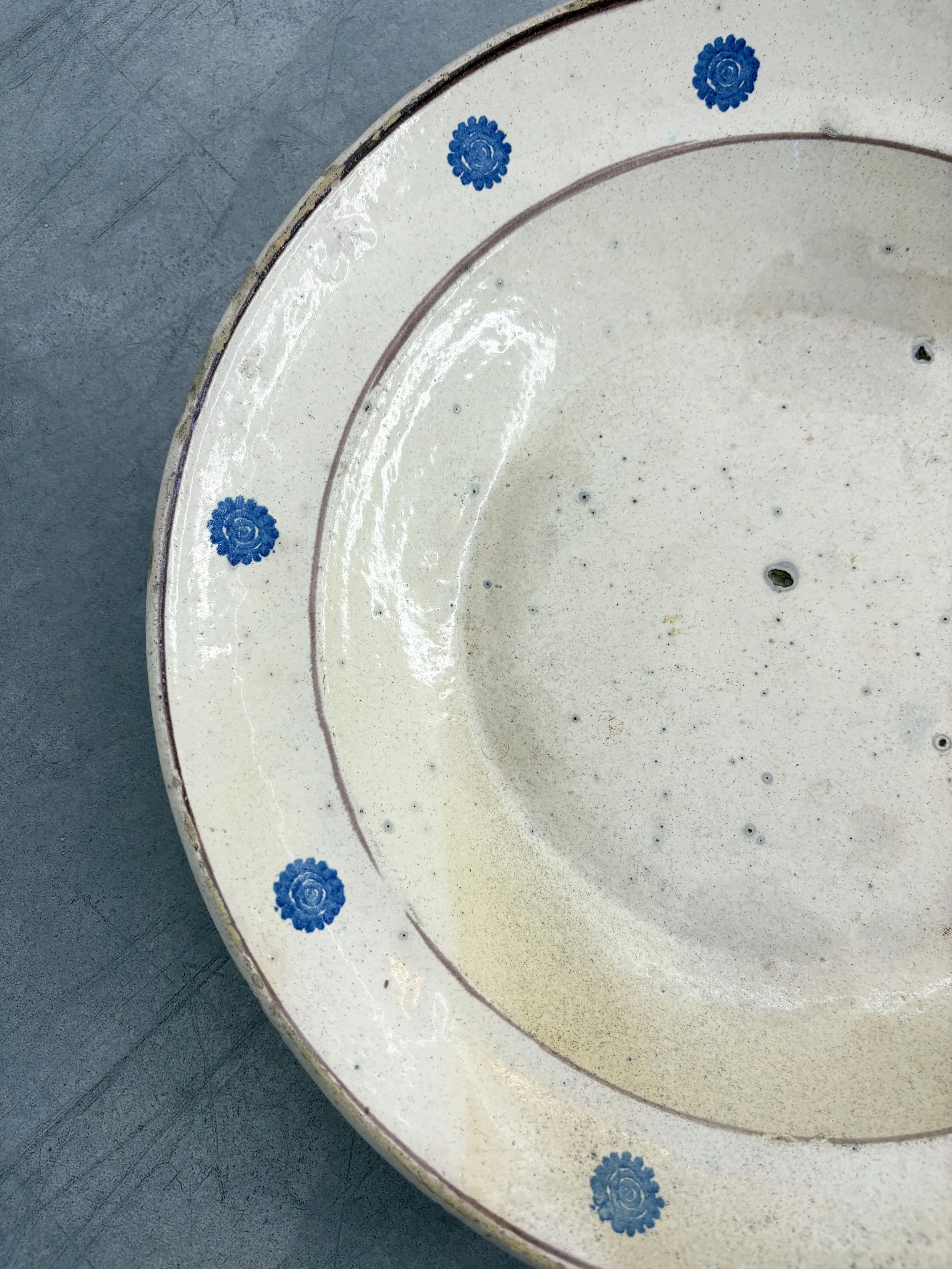 hand painted blue floral plate Puglia