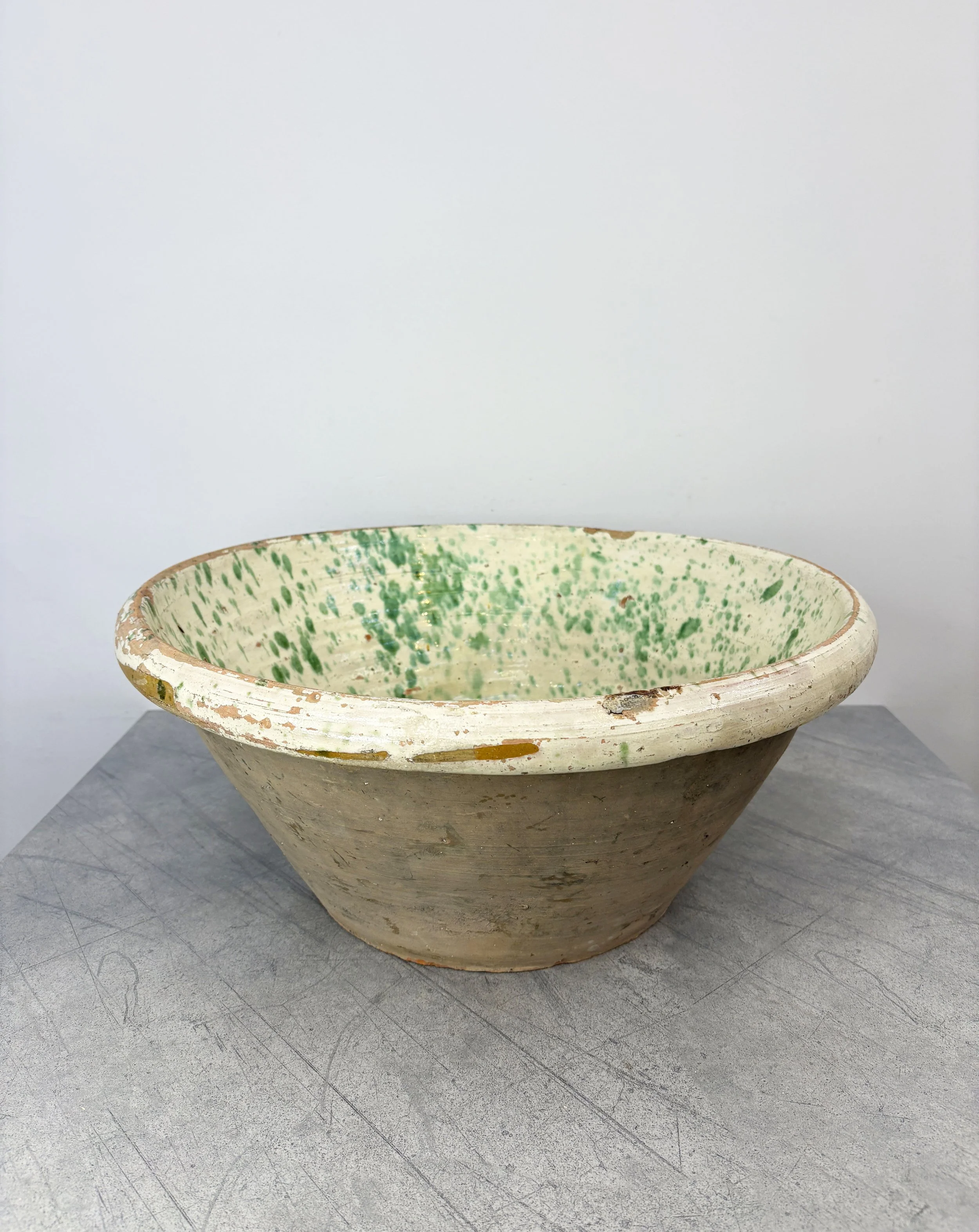 Calabrese green splatter glaze ceramic bowl