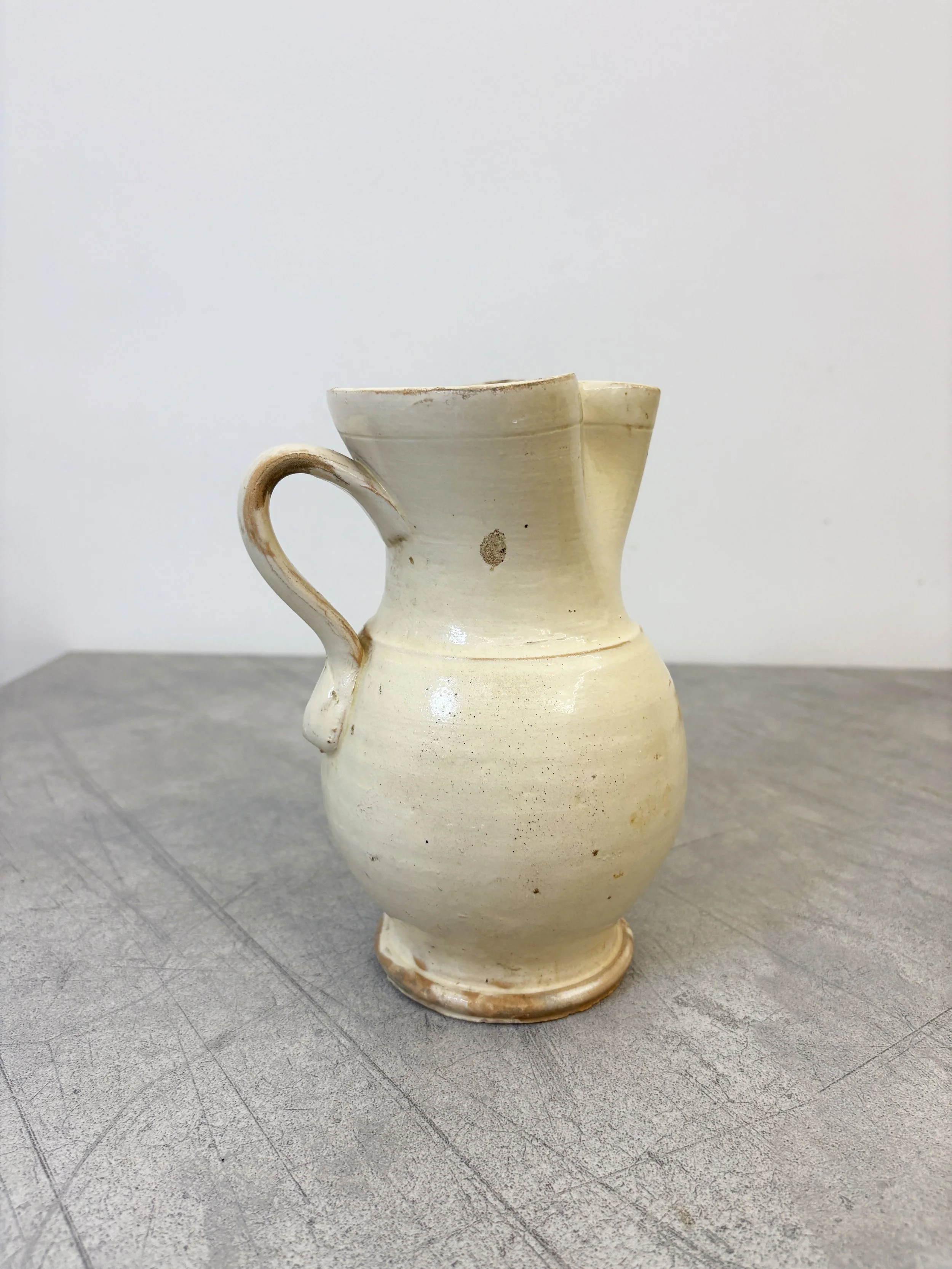 Italian white glazed ceramic farmhouse pitcher
