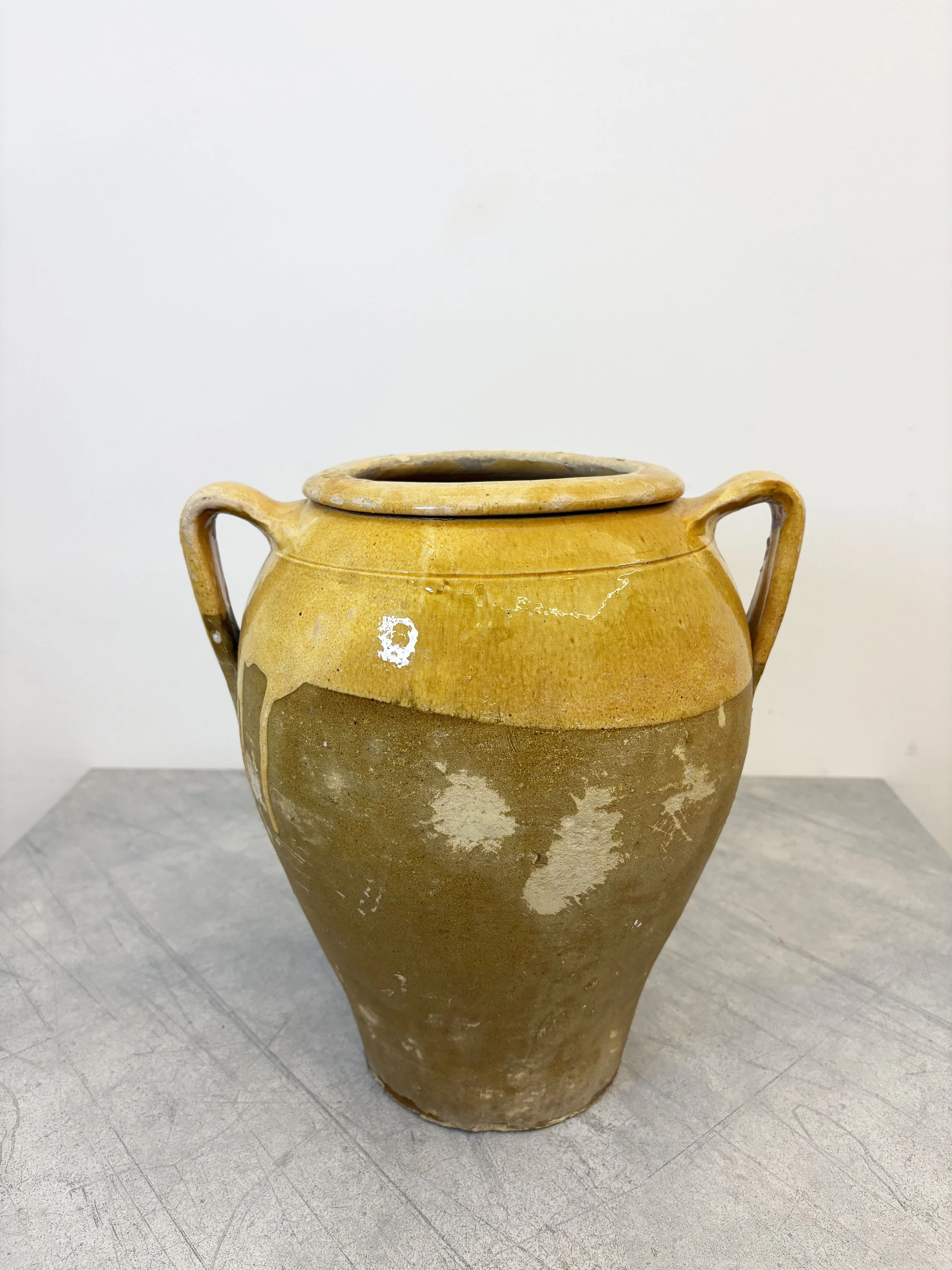 antique yellow glaze confit pot Puglia