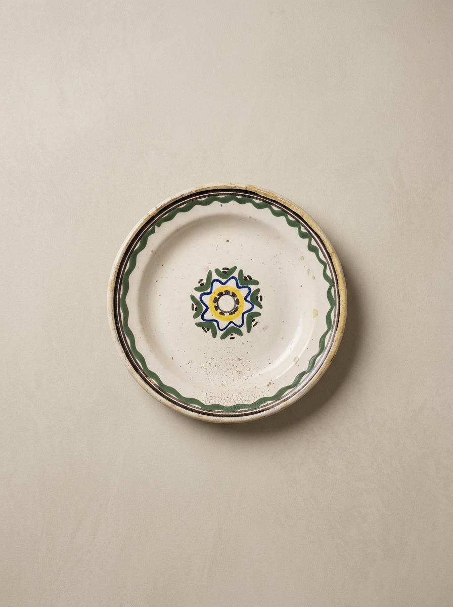 antique ceramic plate with star design