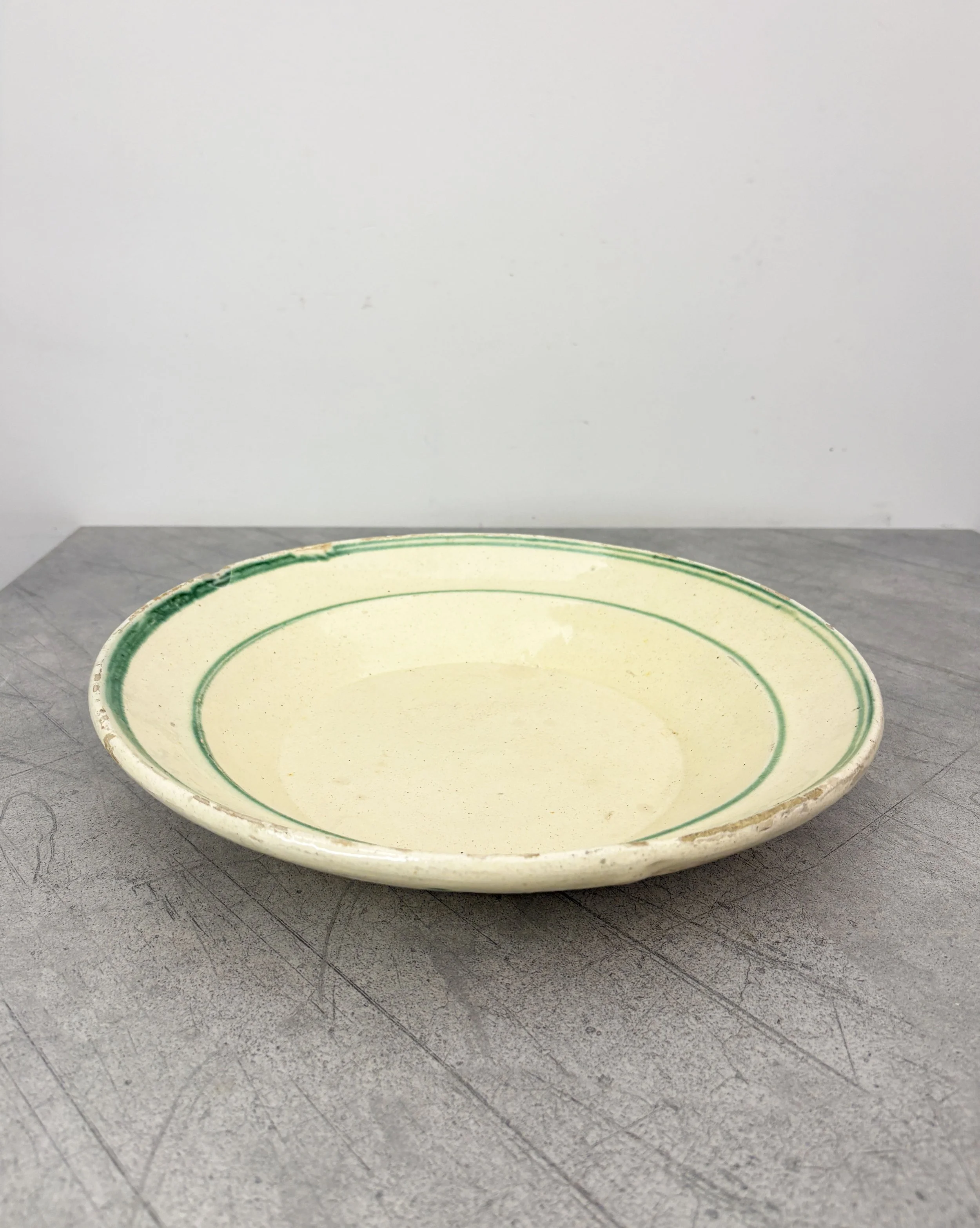 green stripe farmhouse plate