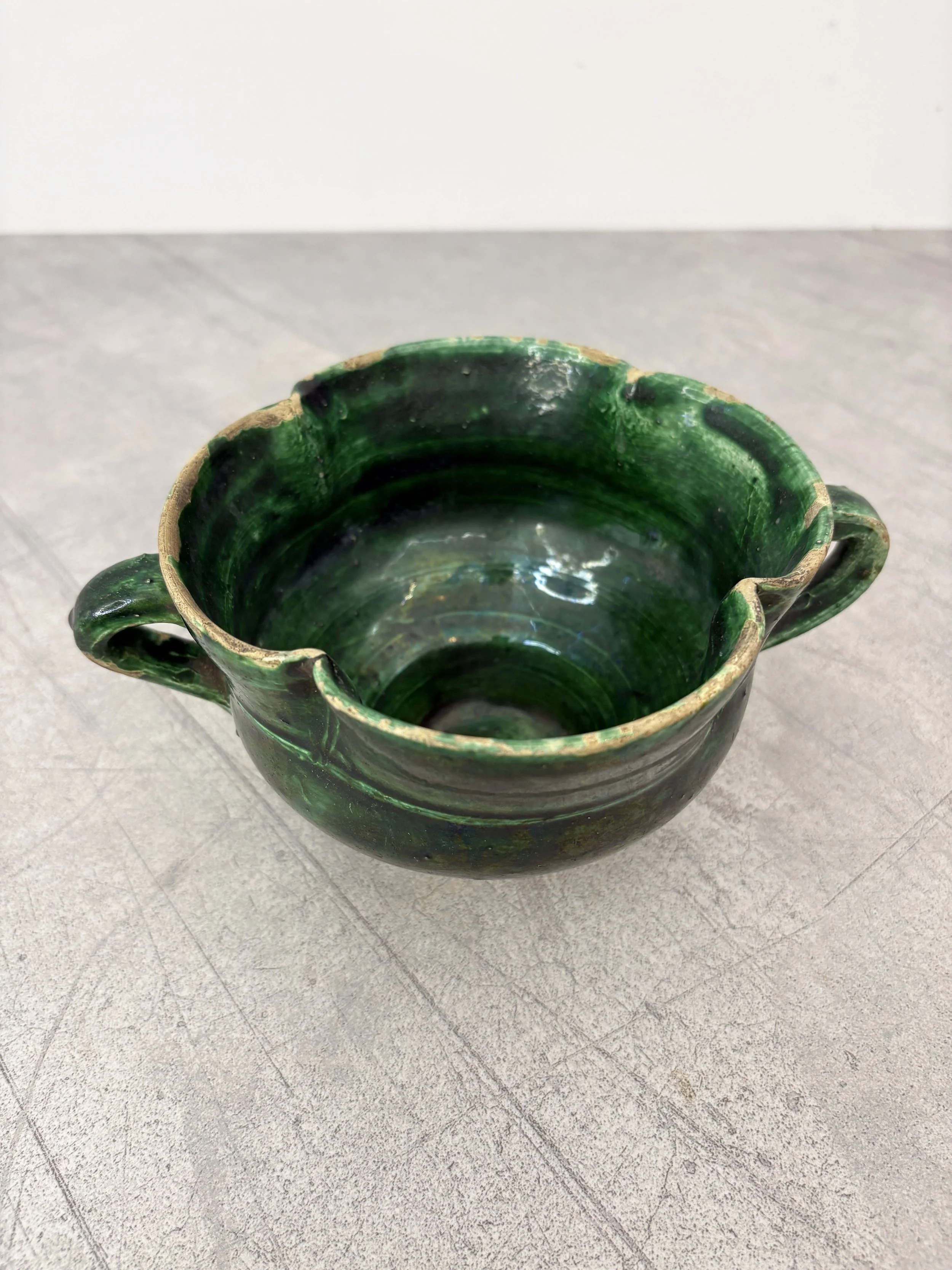 green glazed ceramic soup bowl Puglia