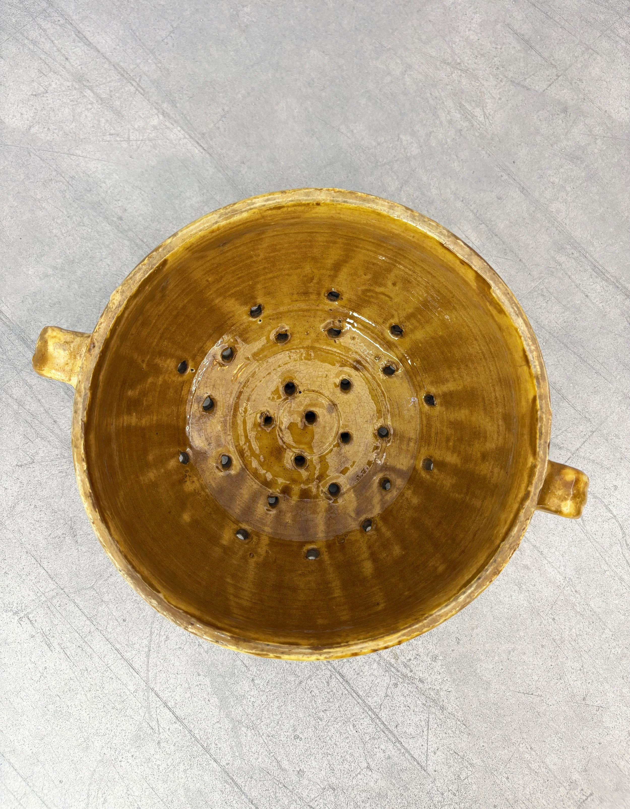 antique southern Italian ceramic pasta strainer