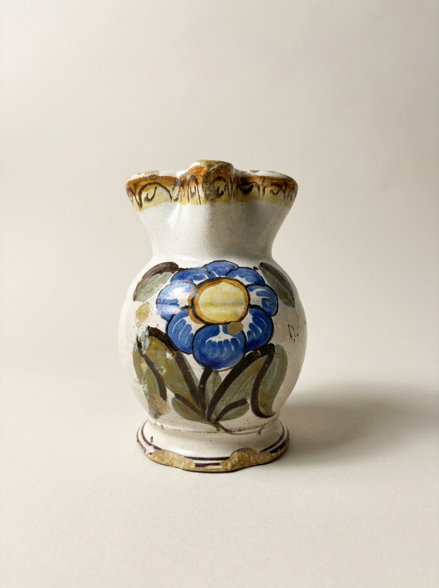 antique hand painted jug with floral design Puglia