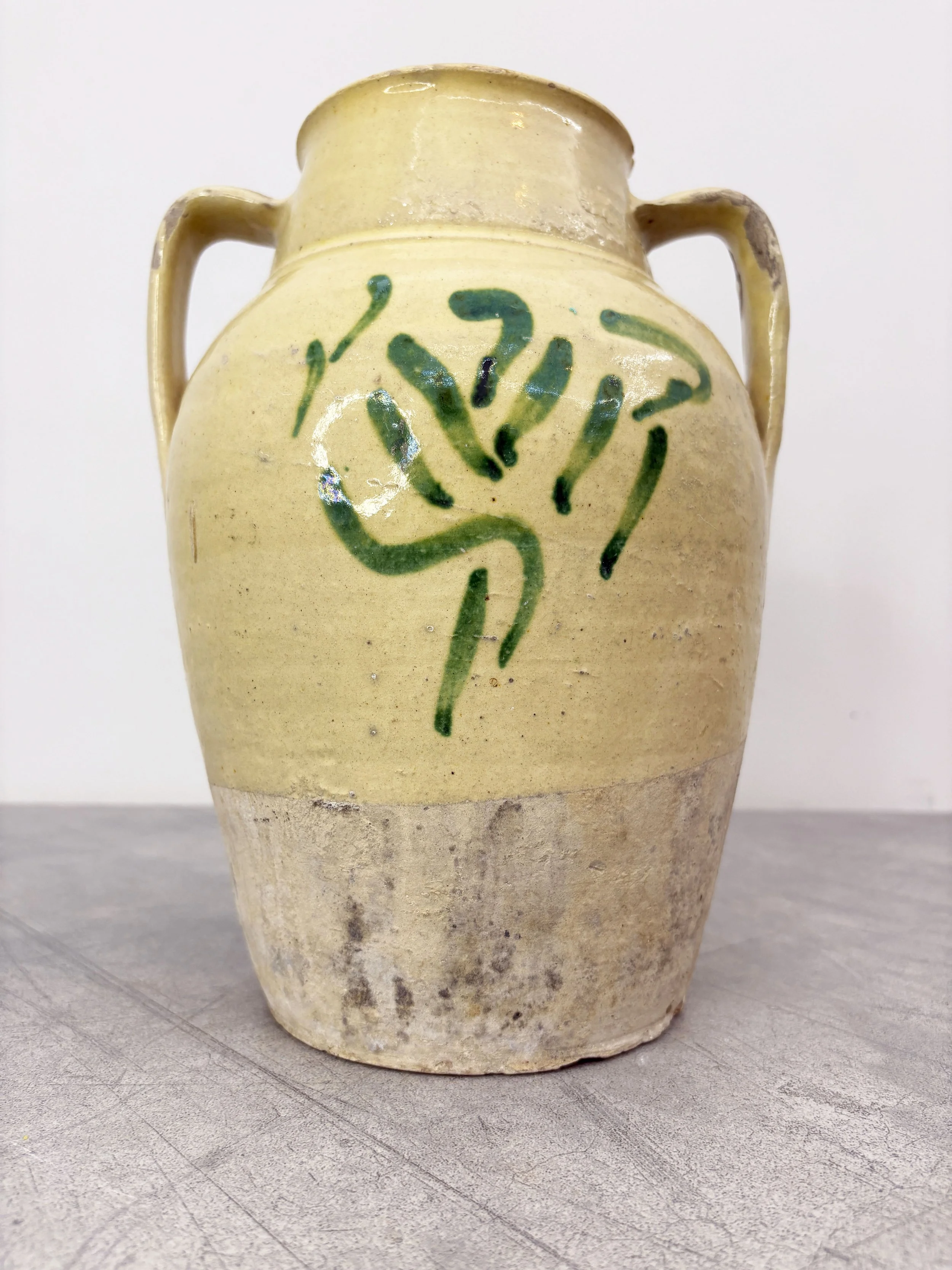 large antique vase with hand painted tree of life