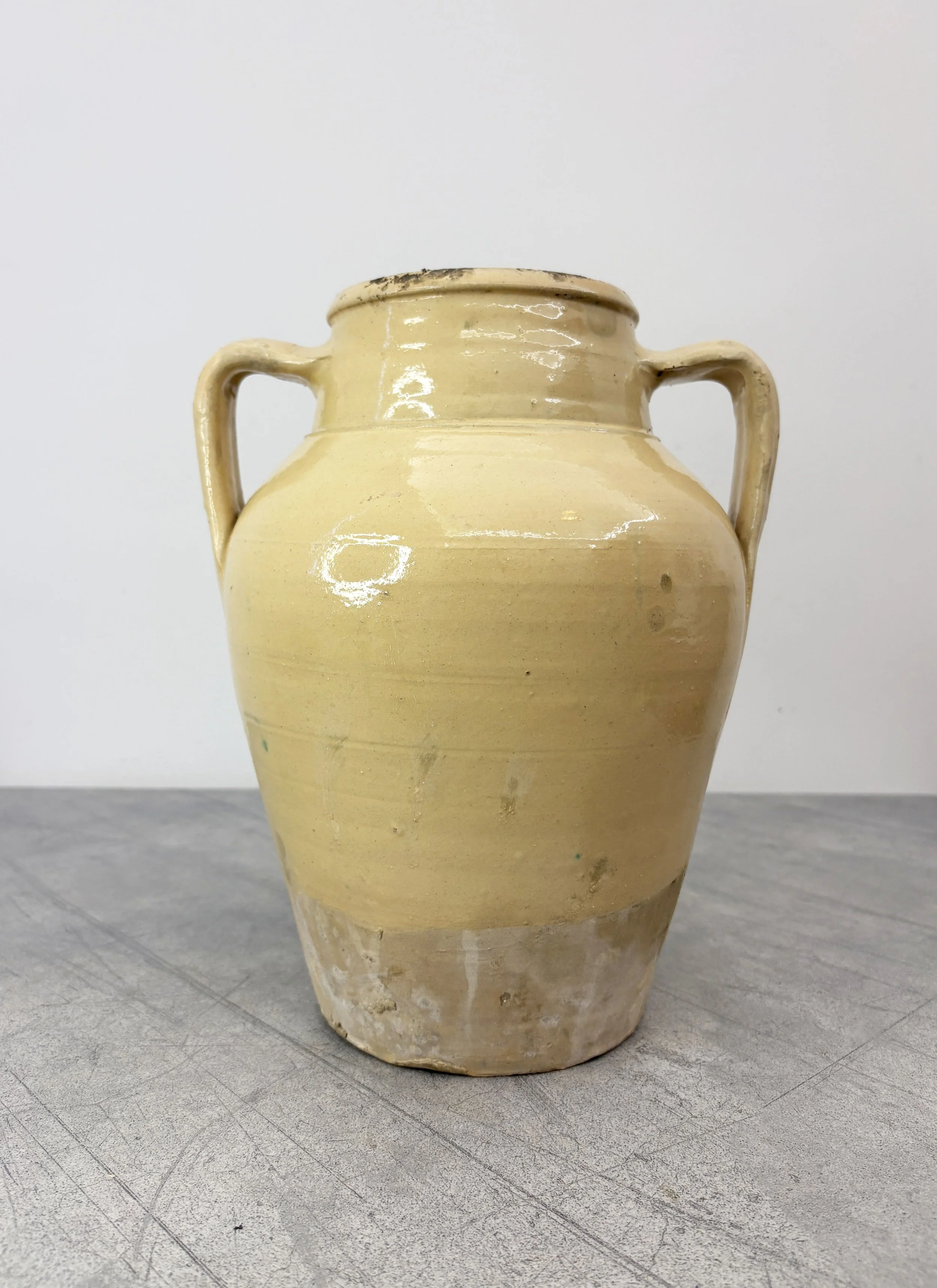 antique cream vase with handles