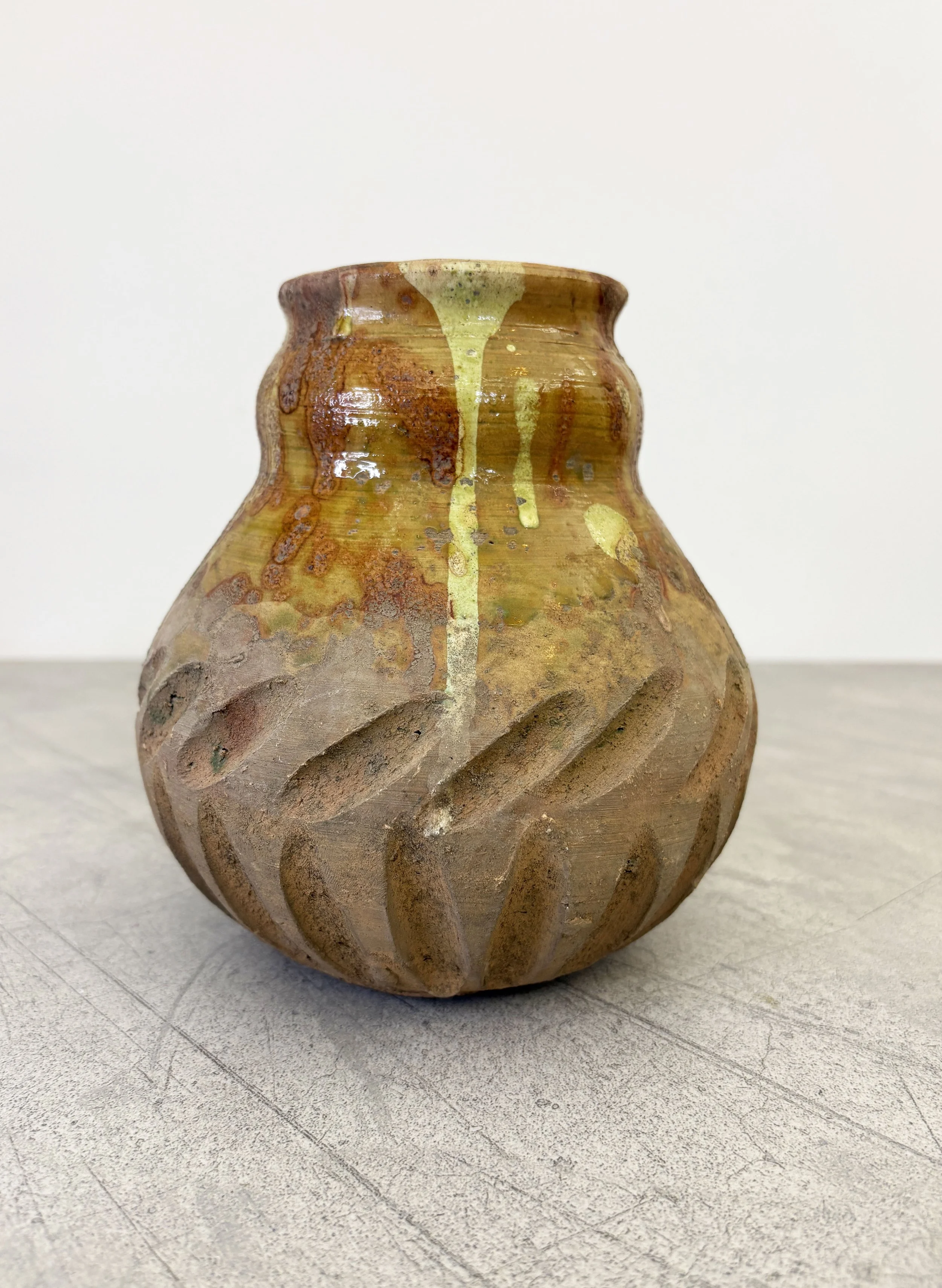 Pugliese yellow drip glaze ceramic vase