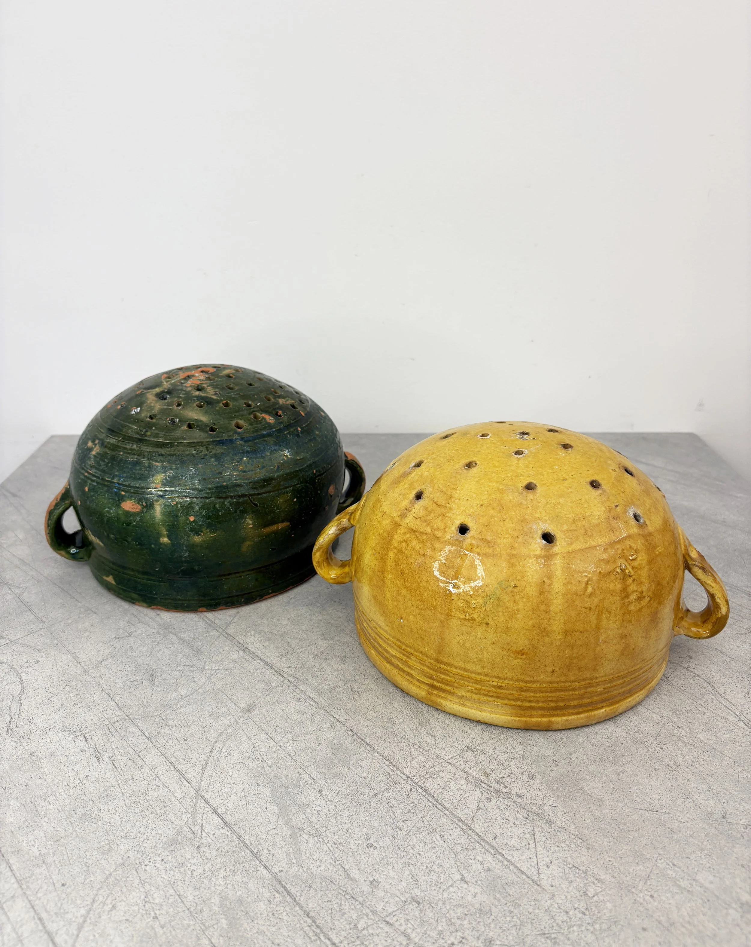 antique Italian ceramic kitchen colanders
