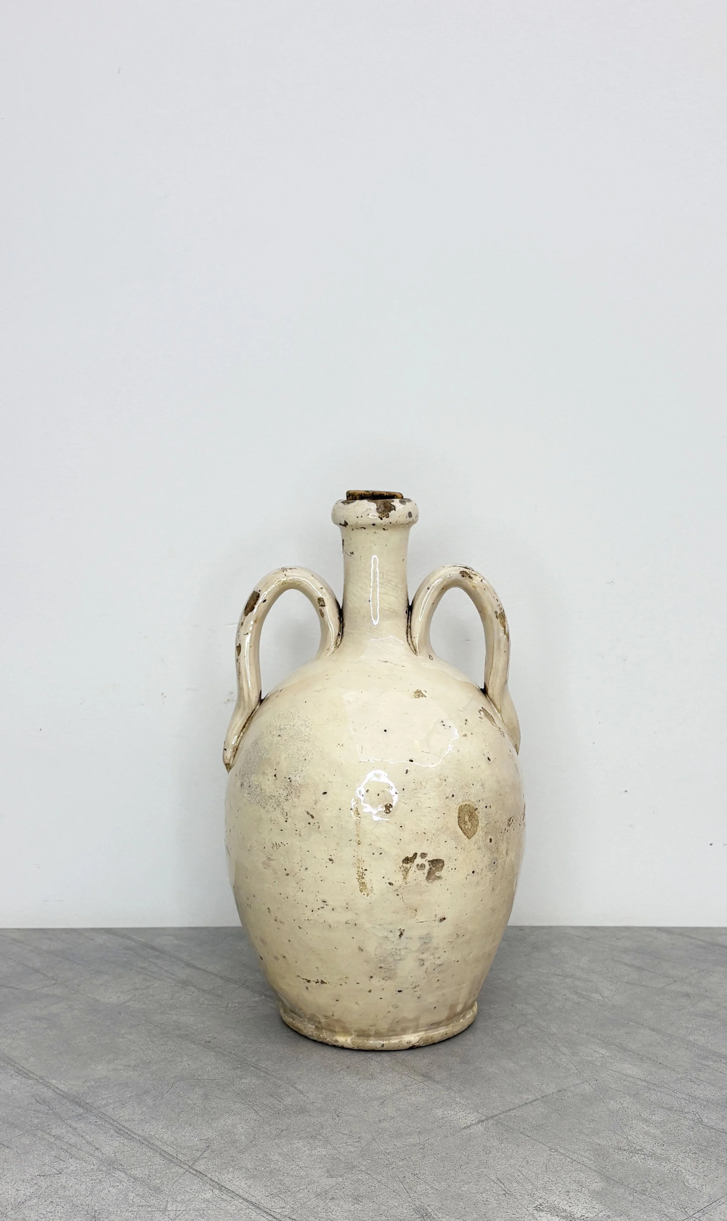 Antique Ivory Glaze Rustic Amphora