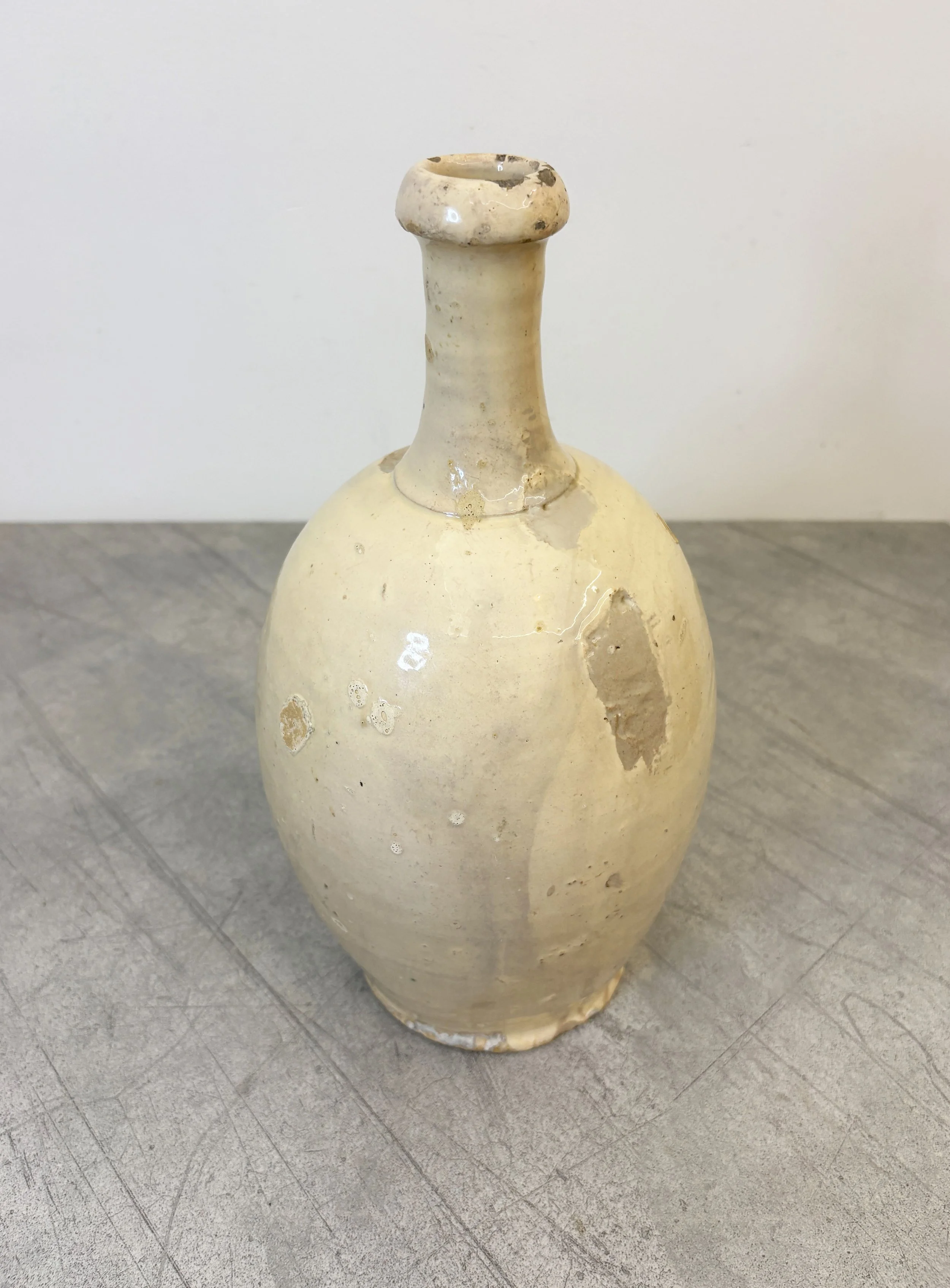cream glazed rustic Italian ceramic bottle