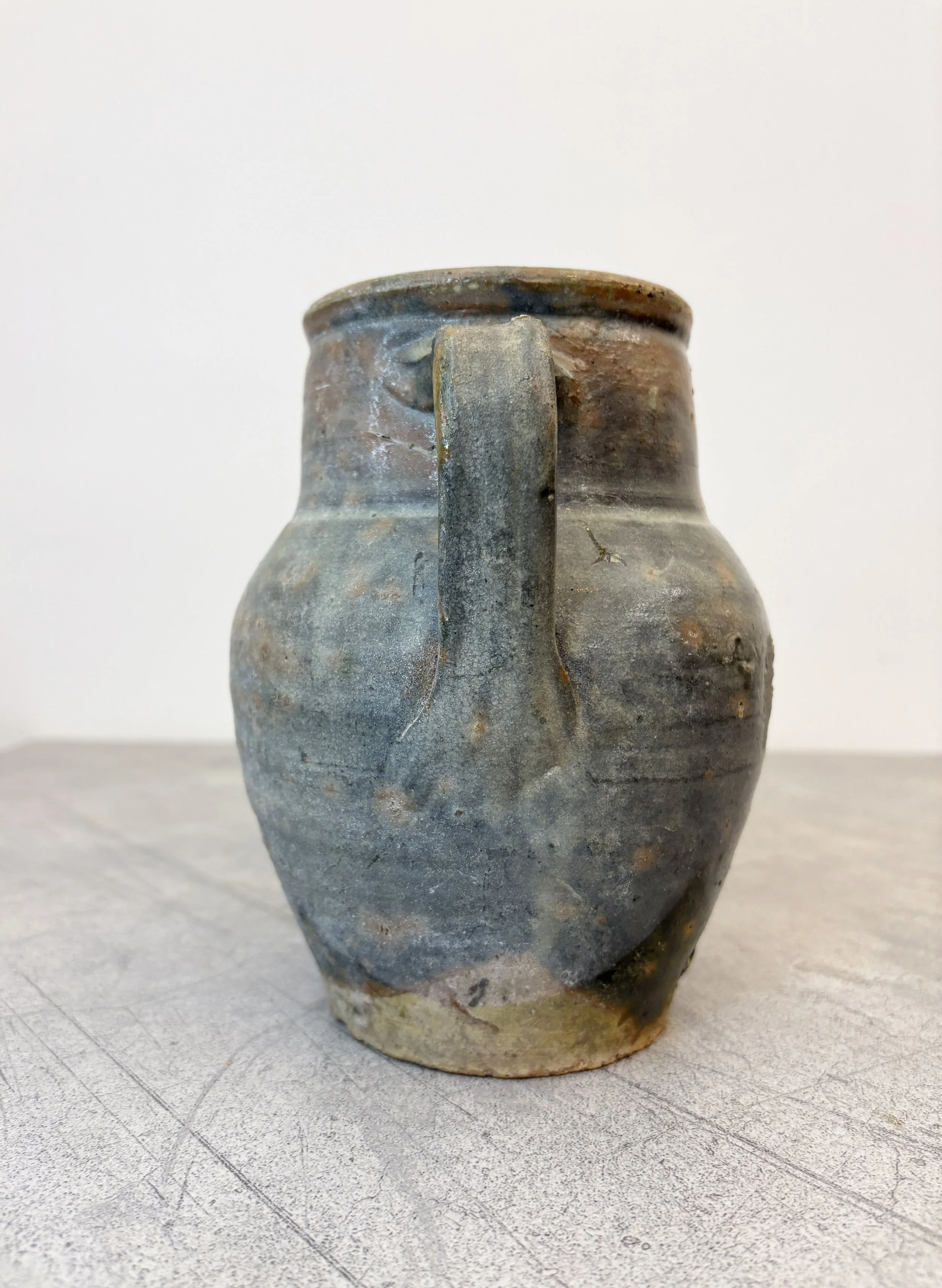 gray blue ceramic pot Puglia.