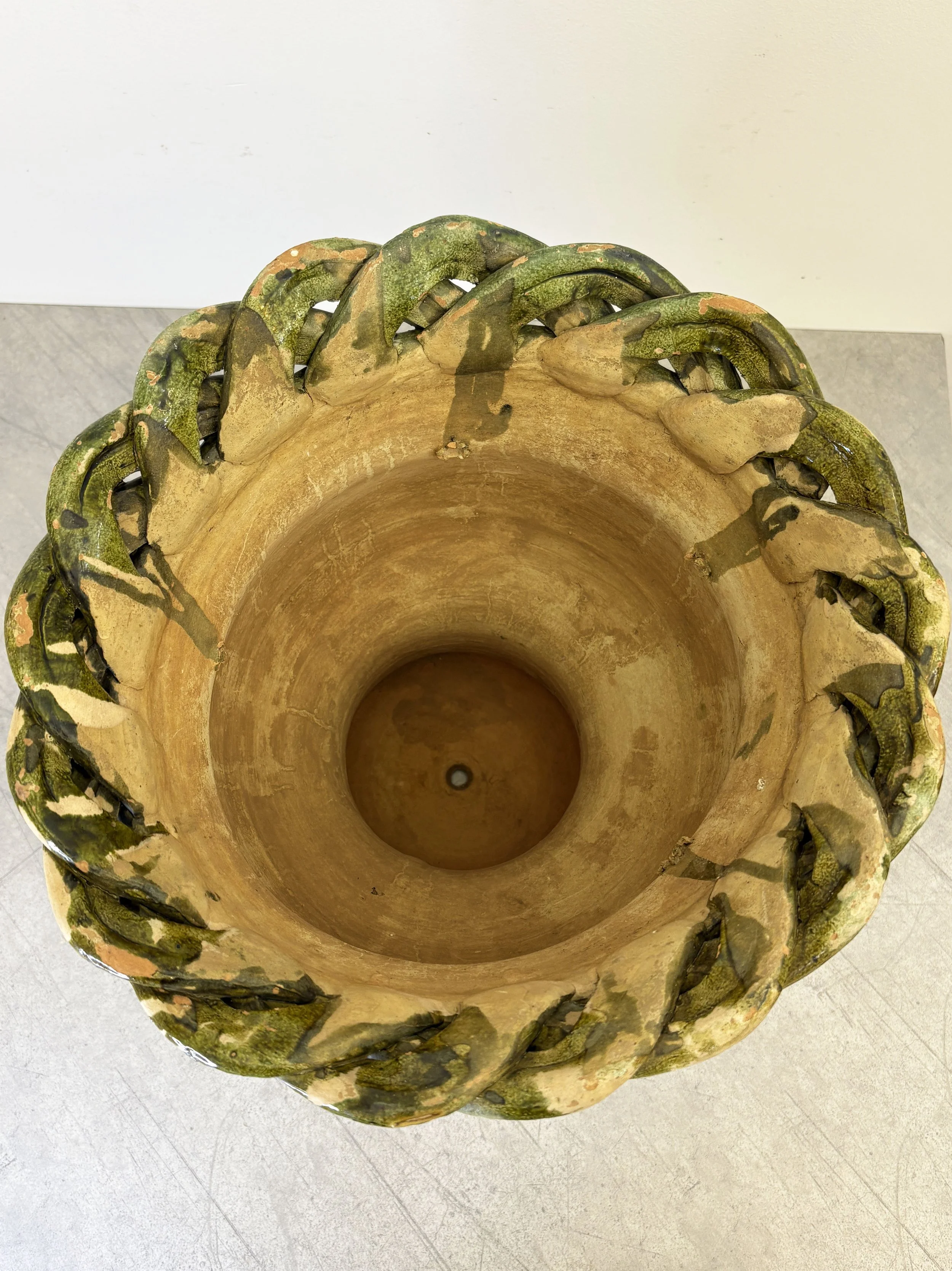 green handmade plant pot Puglia