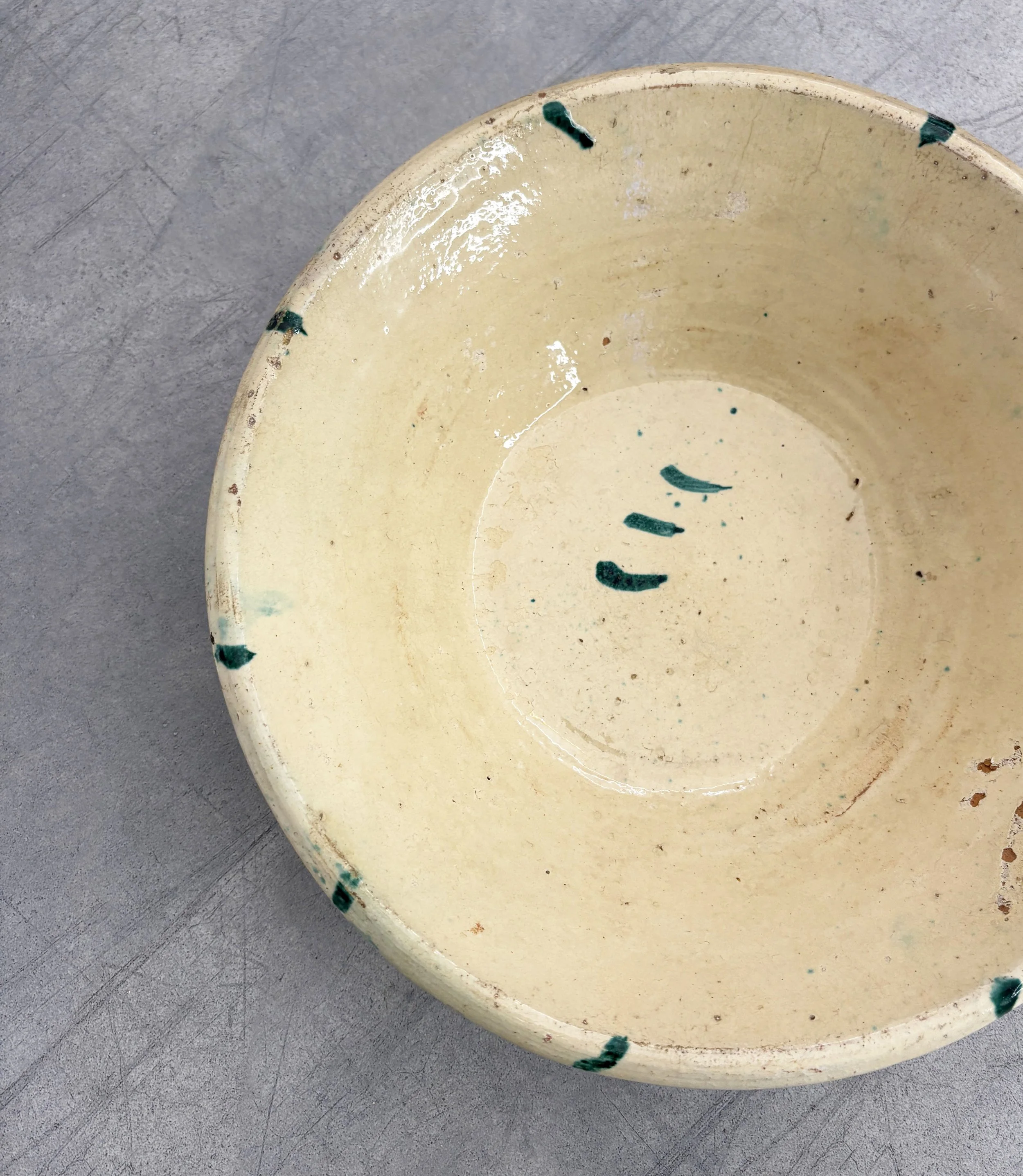 vintage green hand painted bowl Italy