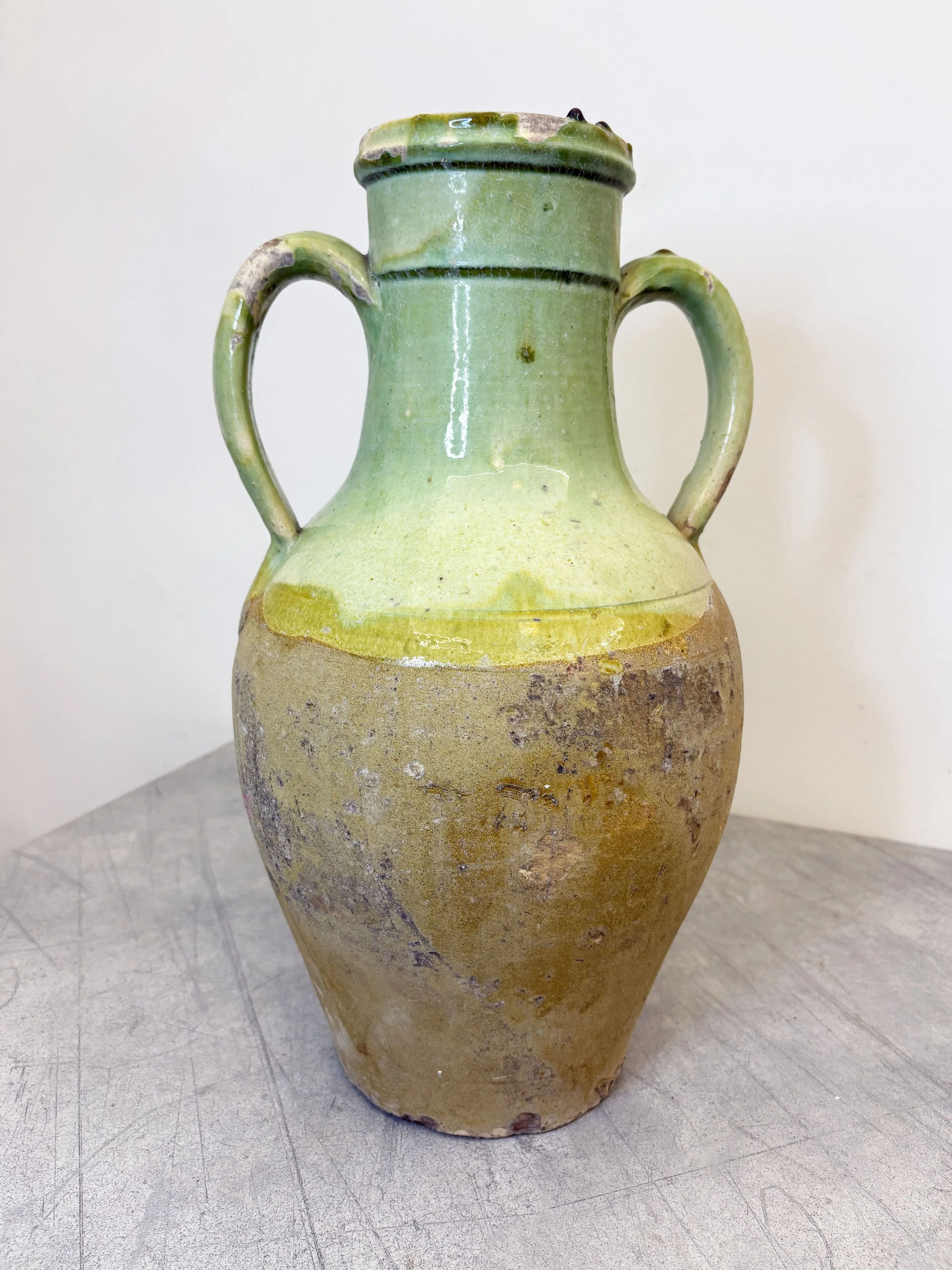 green glazed ceramic amphora Puglia