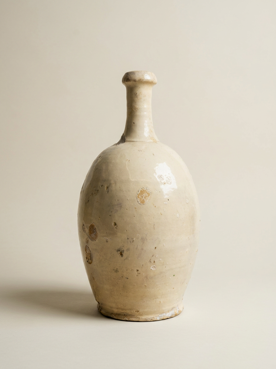 antique white ceramic wine bottle Italy