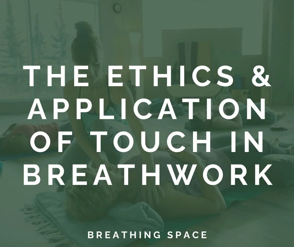 Ethics and application of touch in breathwork breathing space on green background