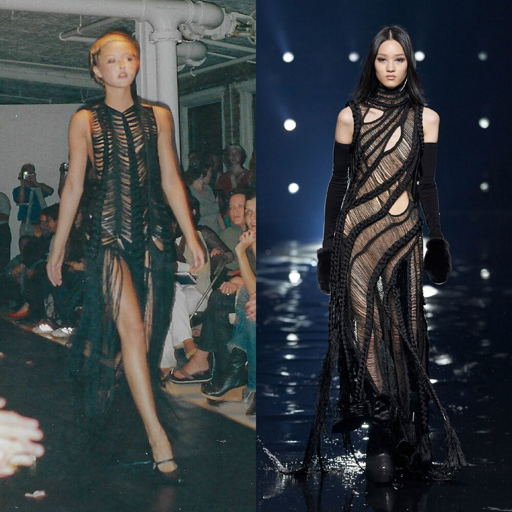  Benjamin Cho Spring/Summer 2001 vs. Givenchy Fall 2021 by Matthew Williams.  Images via Cathy Cho and Vogue Runway c/o Givenchy.  