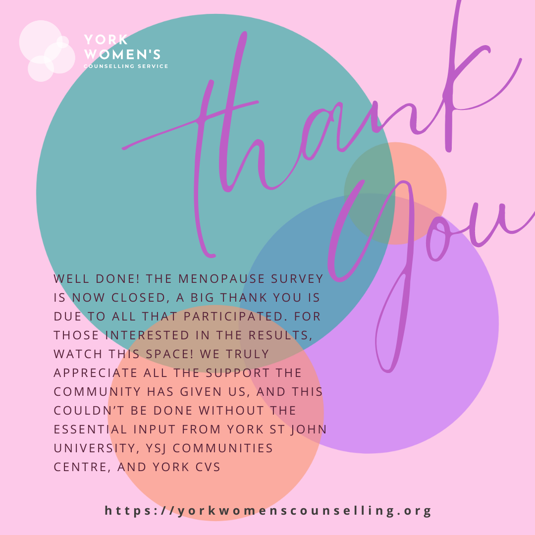 Menopause Project questionnaire complete — York Womens' Counselling