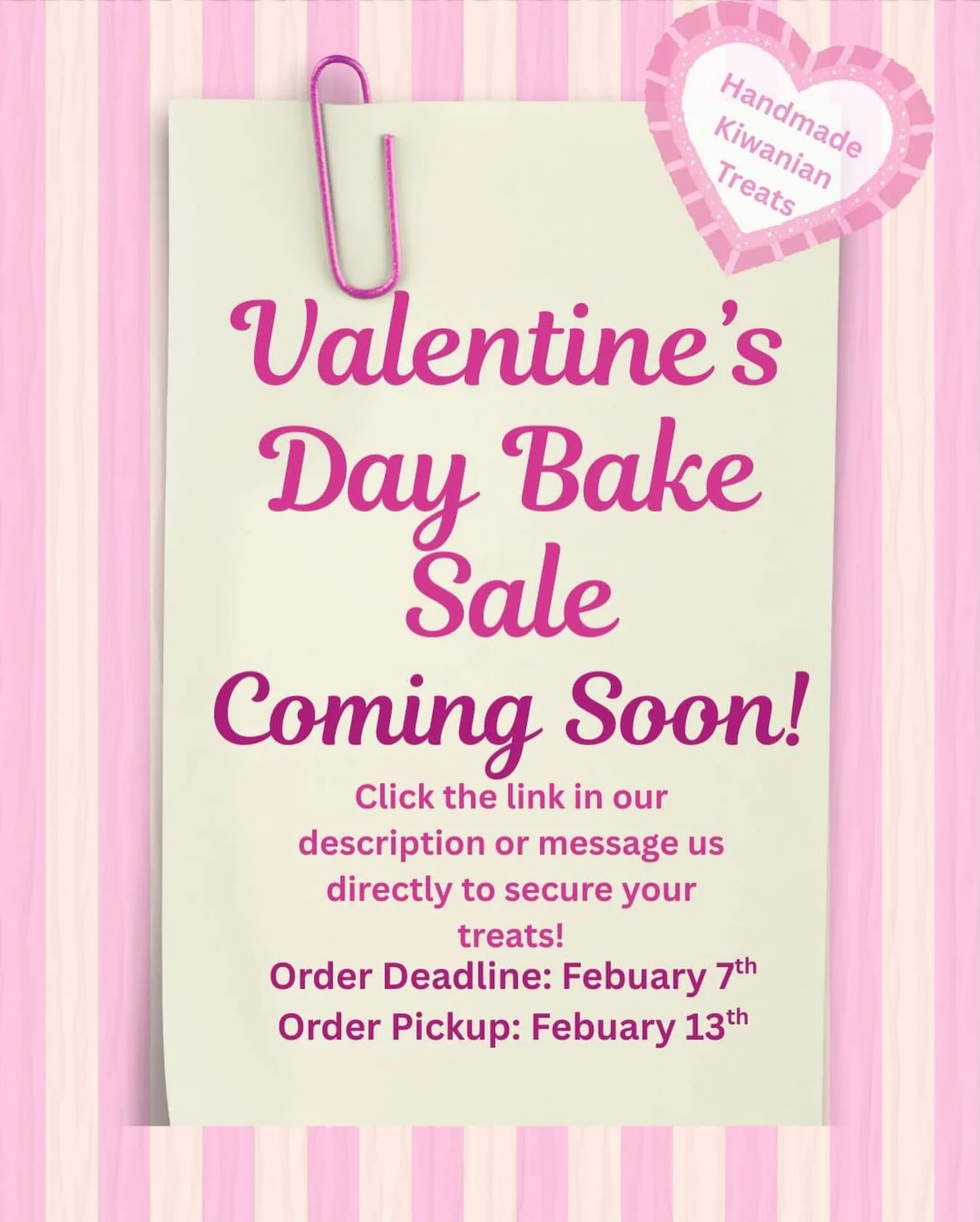 Love is in the air!! ❤️ Bake Sale coming soon.  Store is open.  Take a peek. sanangelokiwanis.com.