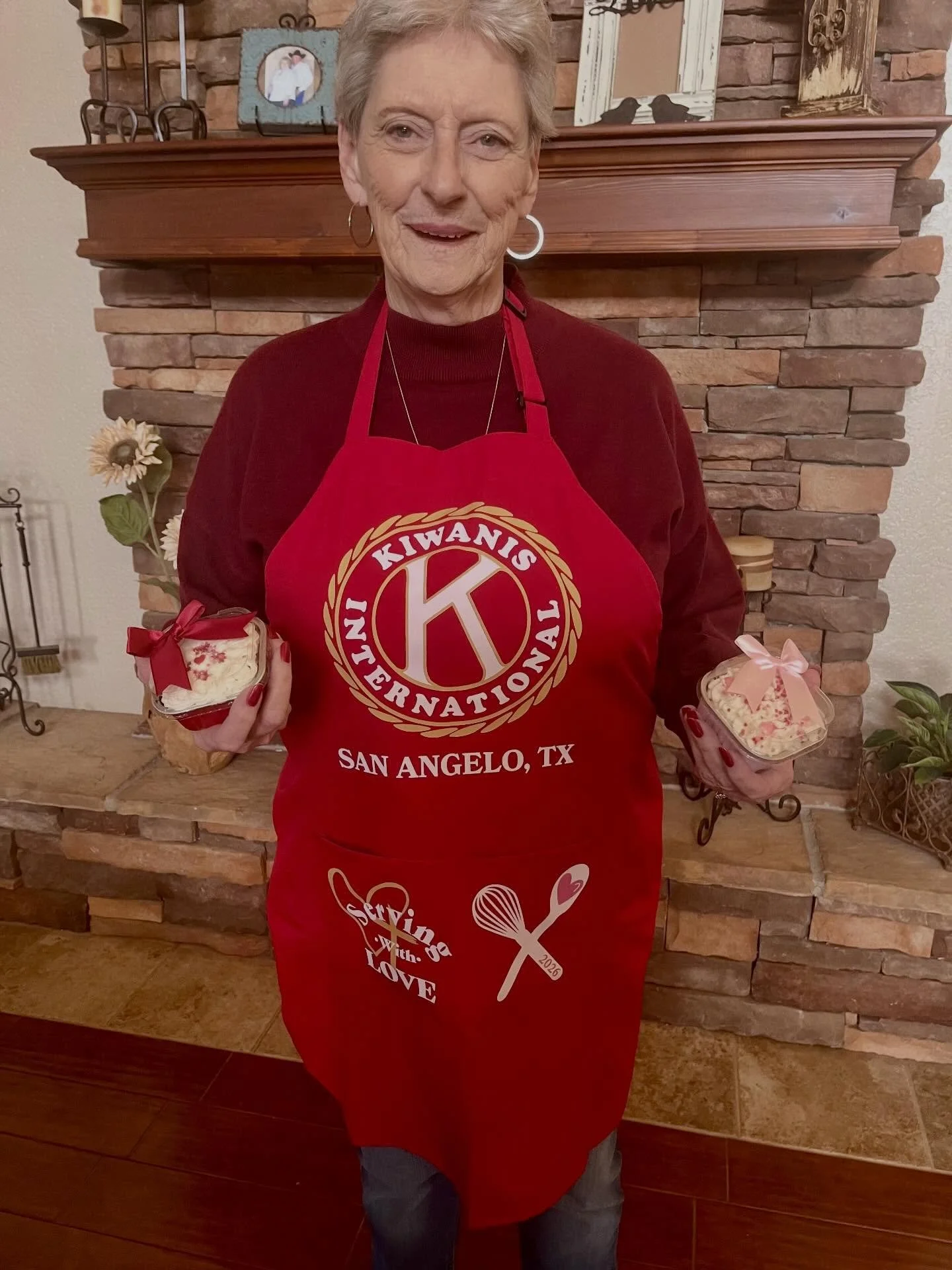 If you ever enjoyed one of our Valentine Bake Sale cupcakes, this amazing lady - Jana Anderson - had a hand (and a heart) in it. Her Kiwanis apron says it all - she puts her heart into everything she does. ❤️