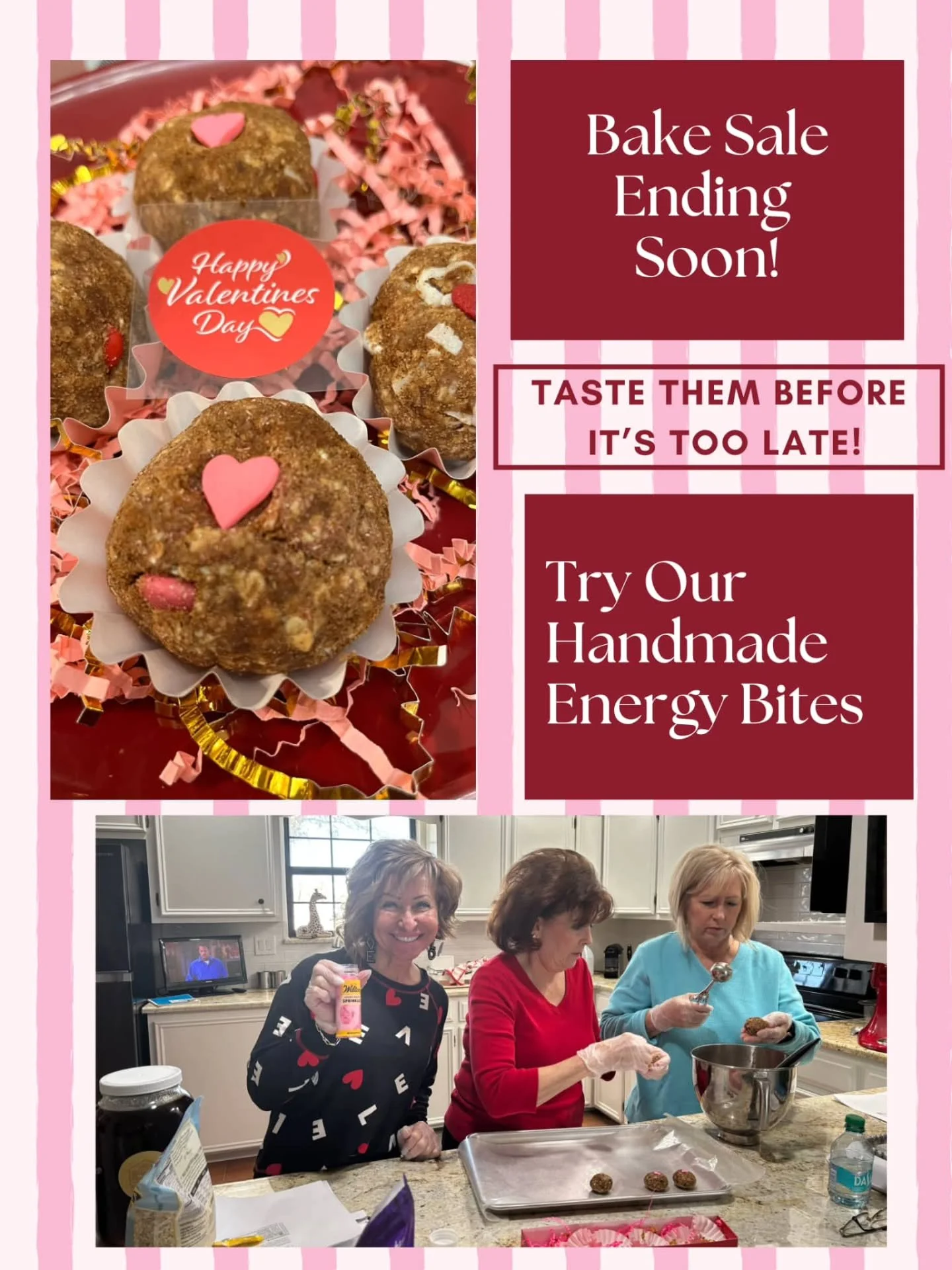 Orders end February 7th! Don't miss your chance to try our new and improved Energy Bites! All treats are handmade by local Kiwanians.