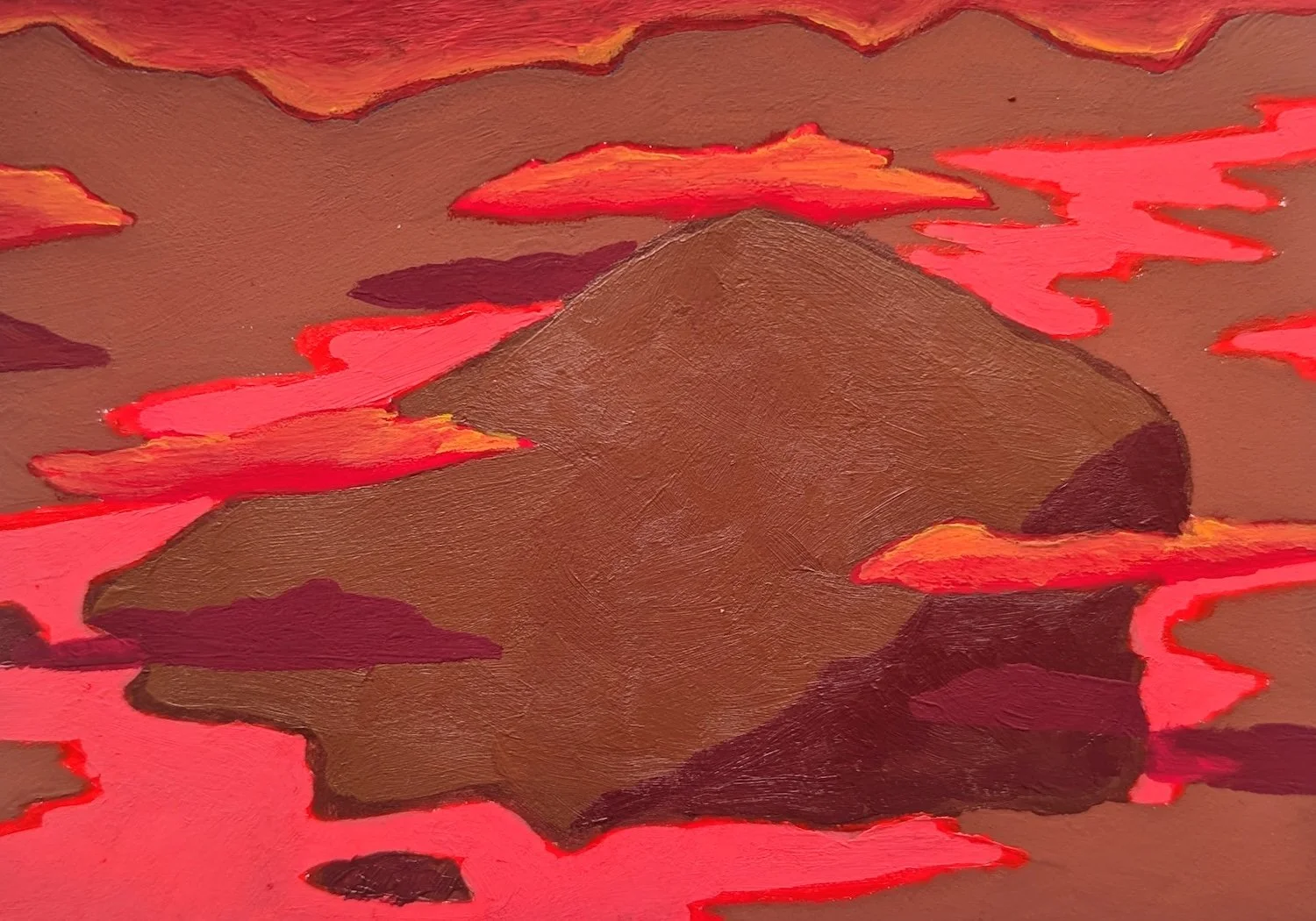 Andrew Traub "Lava Cake", acrylic on paper, 9" x 12", 2026, $500