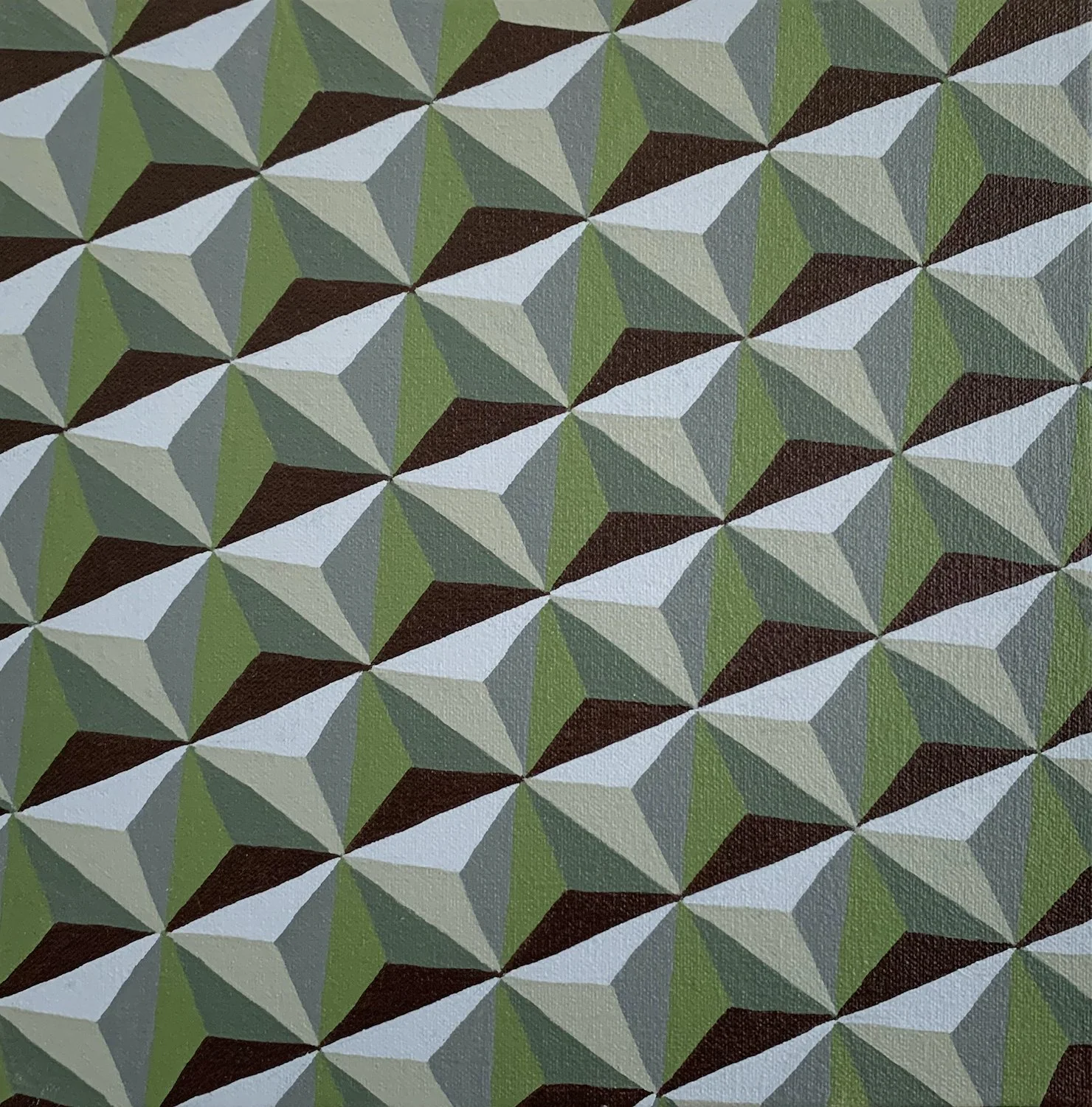 Megan Wolfkill "Tetrahedrom II", acrylic on canvas, 10" x 10", 2019, $300