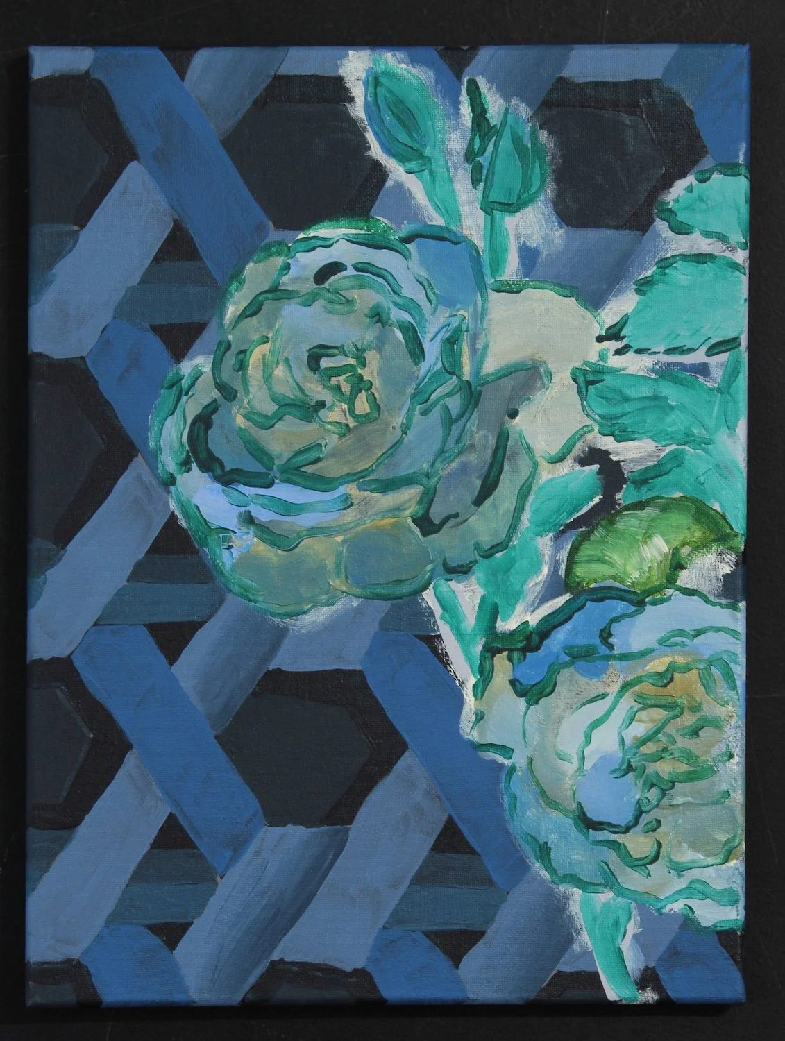 Melissa Walker "Interlaced", acrylic on canvas, 16" x 12", 2025, $300