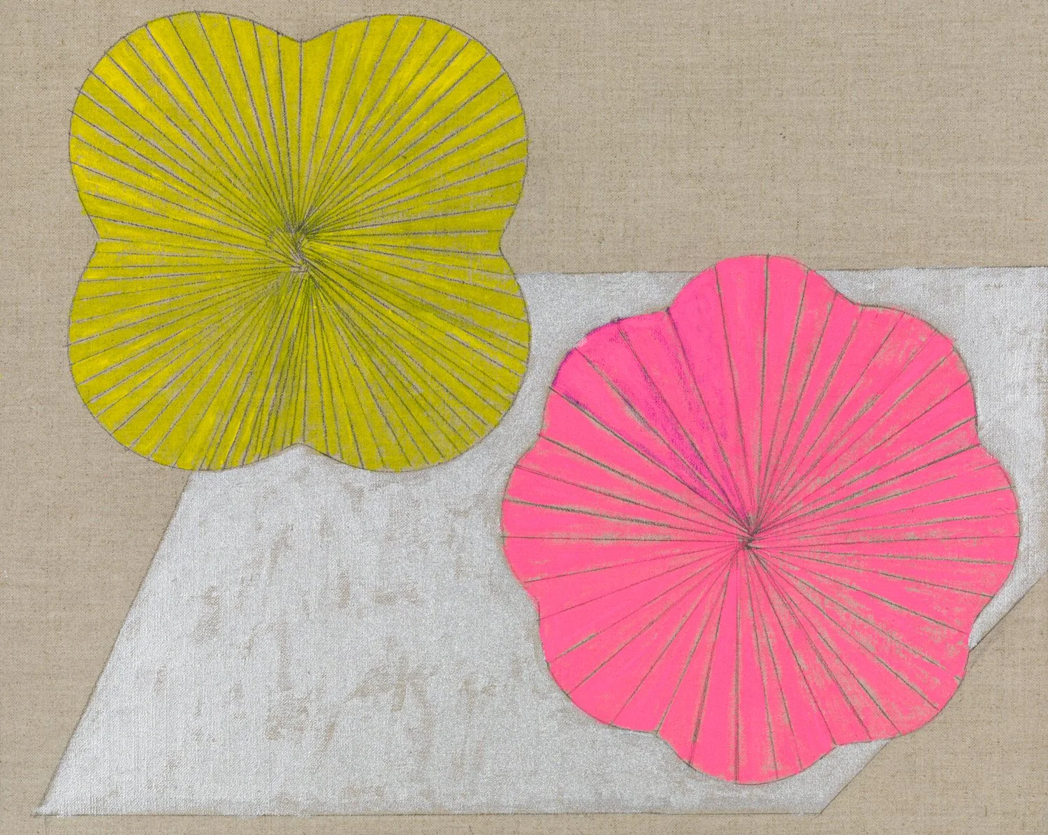 Ellen Weider "Tropicale", acrylic and graphite on linen panel, 16" x 20", 2022, $1,000