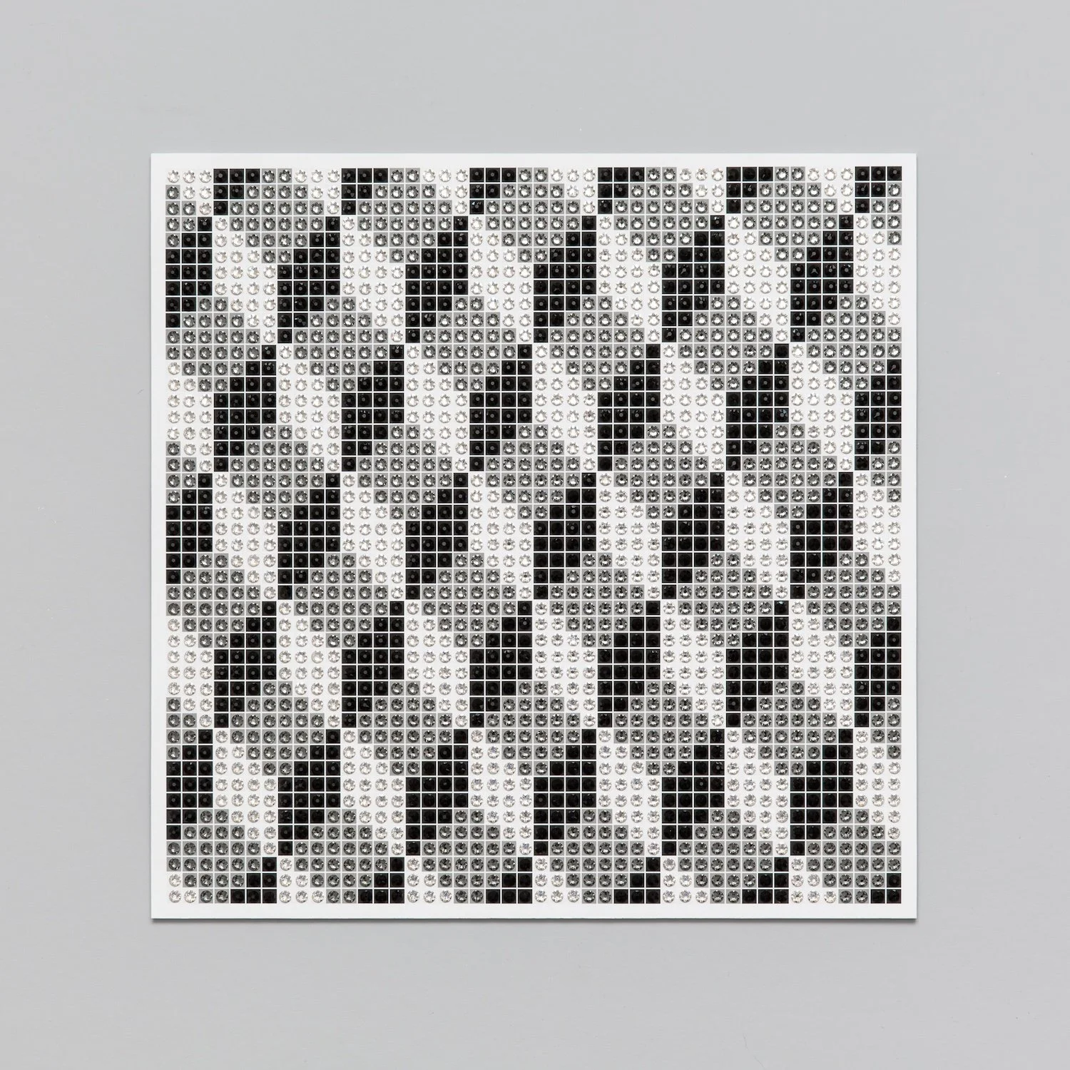 Julia Roshkow "Tumbling Blocks, crystals glued to printed grid, 12" x 12", 2019, $325