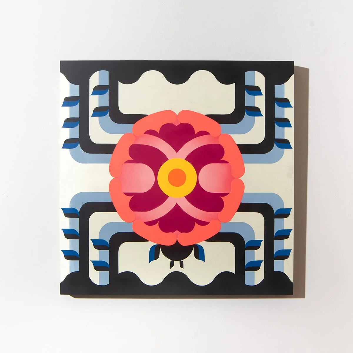 Adam du Shole "Aposematic", spray paint on wood, 24" x 24", 2026, $1,500