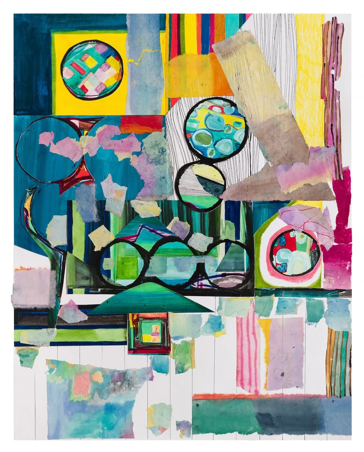 Mary Cara Bates "Disintegration", collage on paper, 24" x 19", 2022, $900