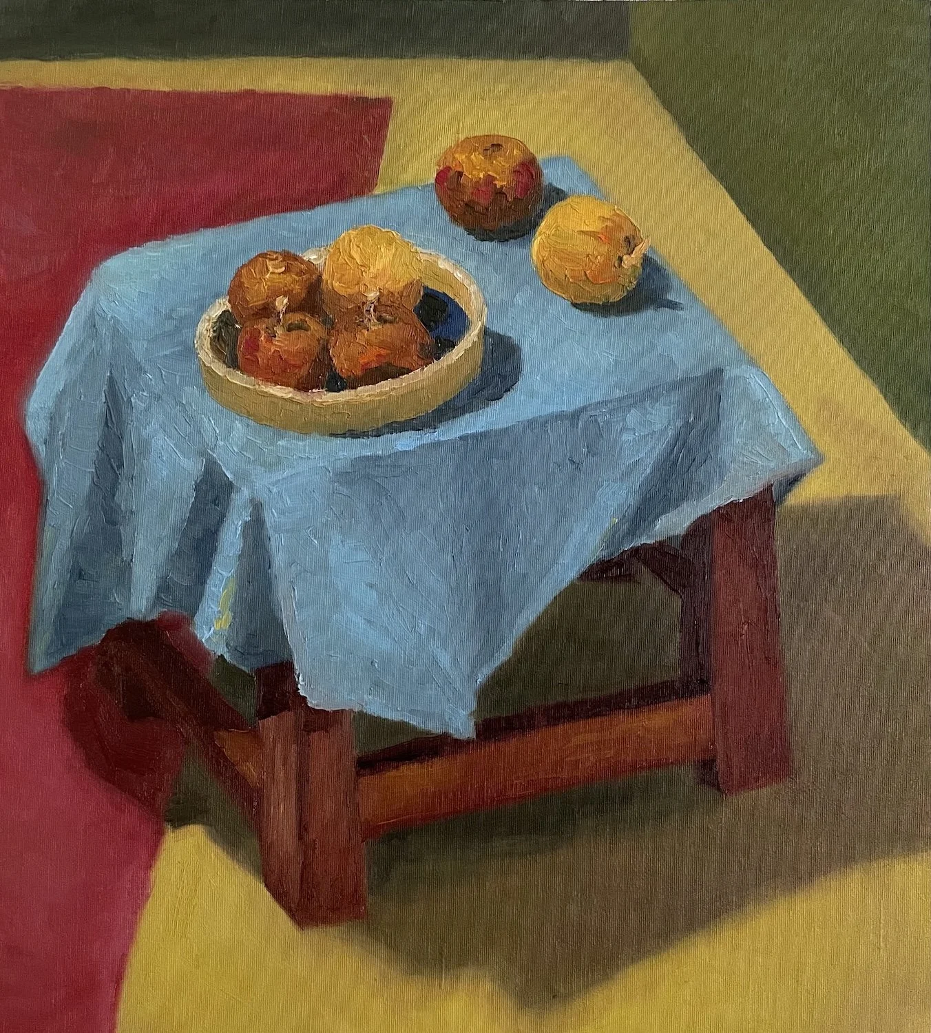 Niusha Derakhshan, “Where Color Rests”, oil on canvas, 35 x 39cm, 2026, $700