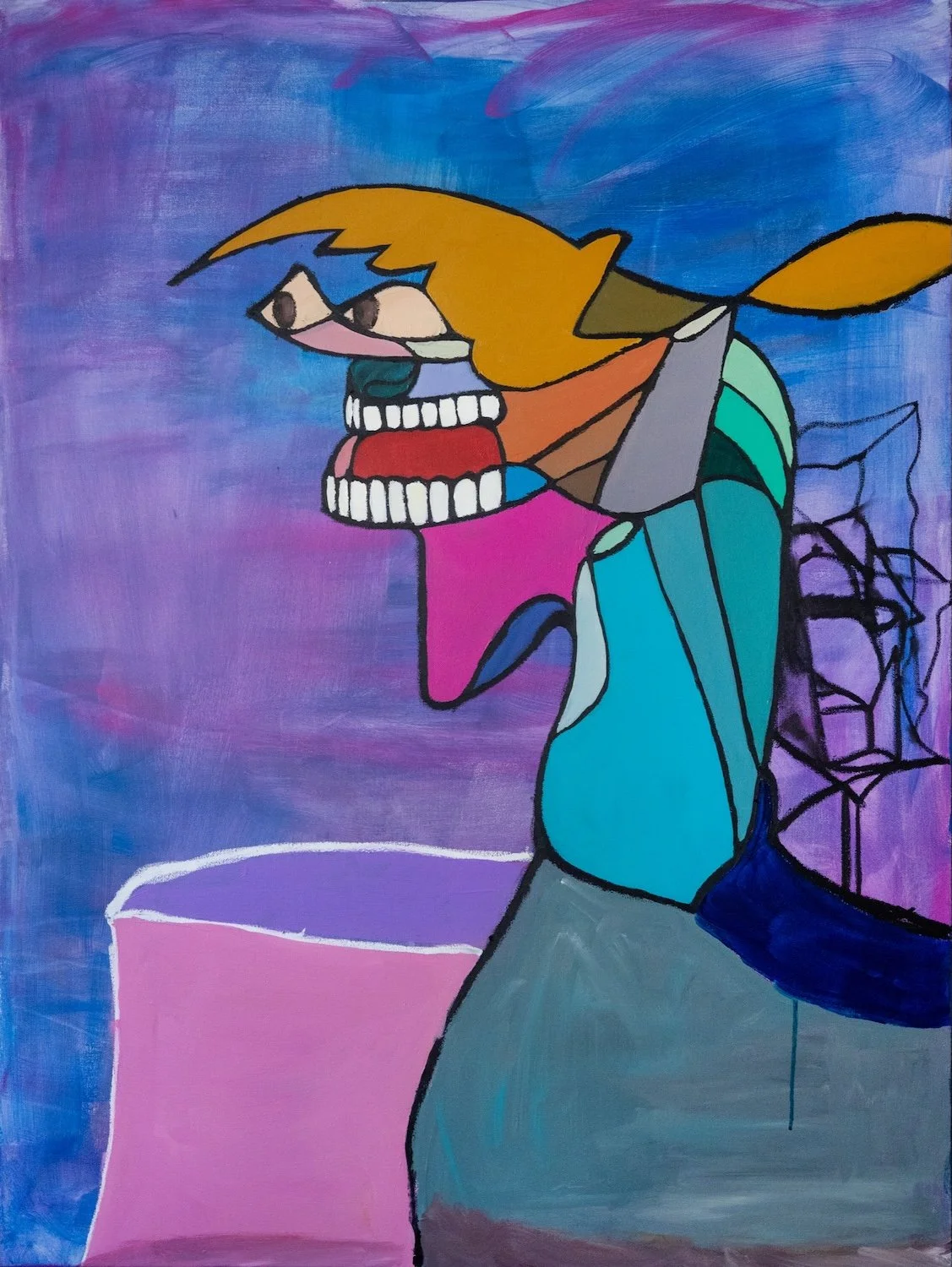 Andre Epps "Joy", acrylic and oil stick on canvas, 36" x 48", 2026, $8,600