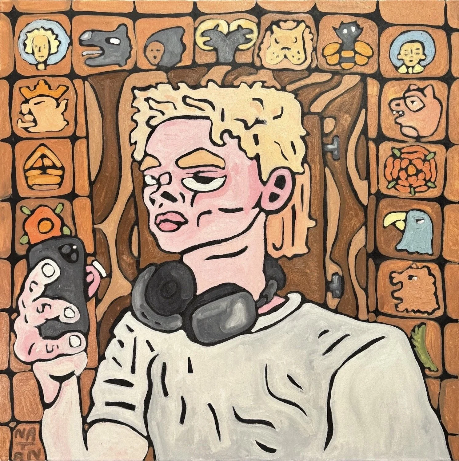 Natan Noah "Mutschlechner, Alles was ich bin-Tutto cio che sono", oil on canvas, 100 x 100cm, 2025, €1,300