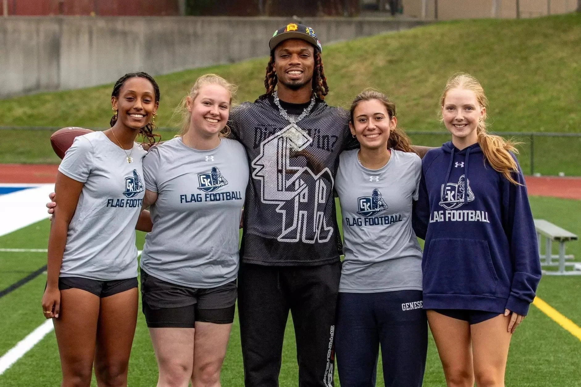 Geneseo flag football teams up with Damar Hamlin for back-to-school charity event