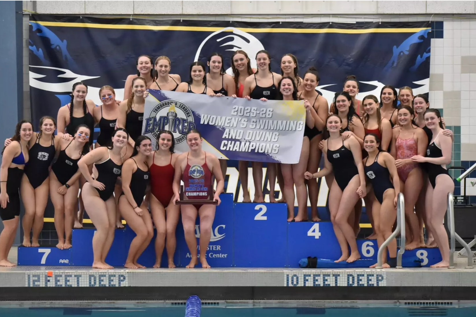Men’s and women’s swim and dive secured second straight Empire 8 title