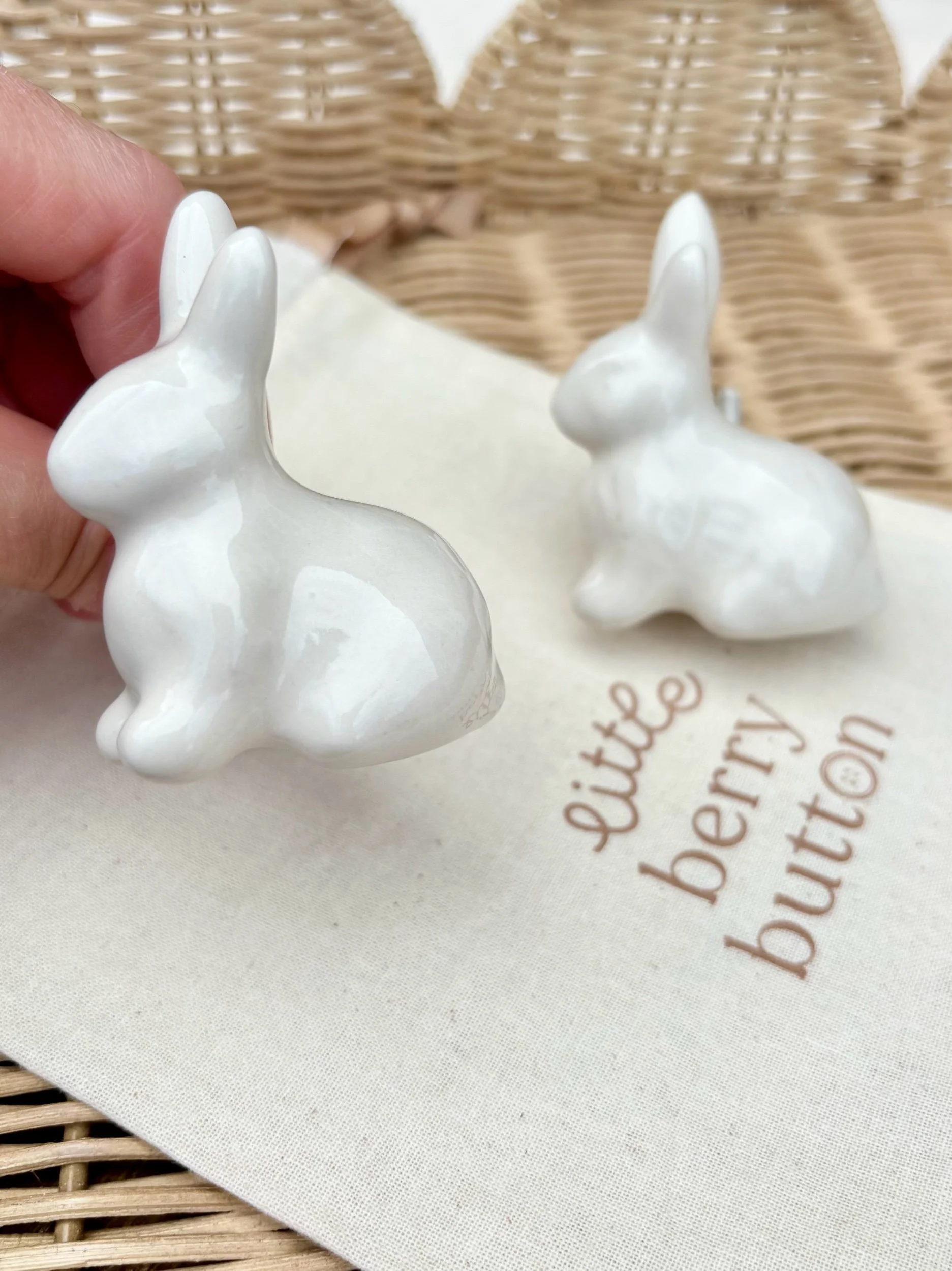 White Ceramic Bunny Draw Knobs