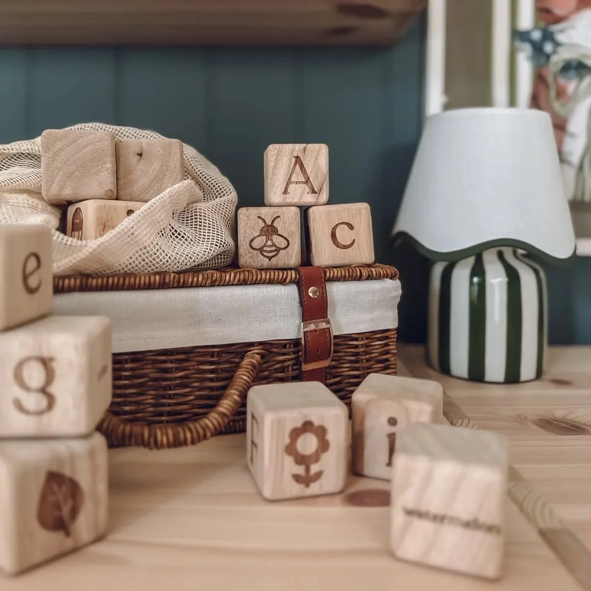 Deluxe Set of 26 Engraved Alphabet Blocks