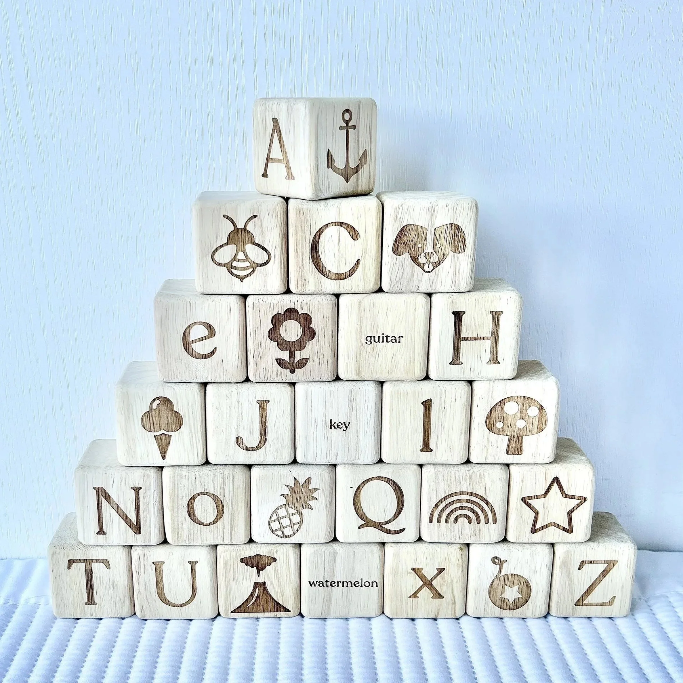 Deluxe Set of 26 Engraved Alphabet Blocks